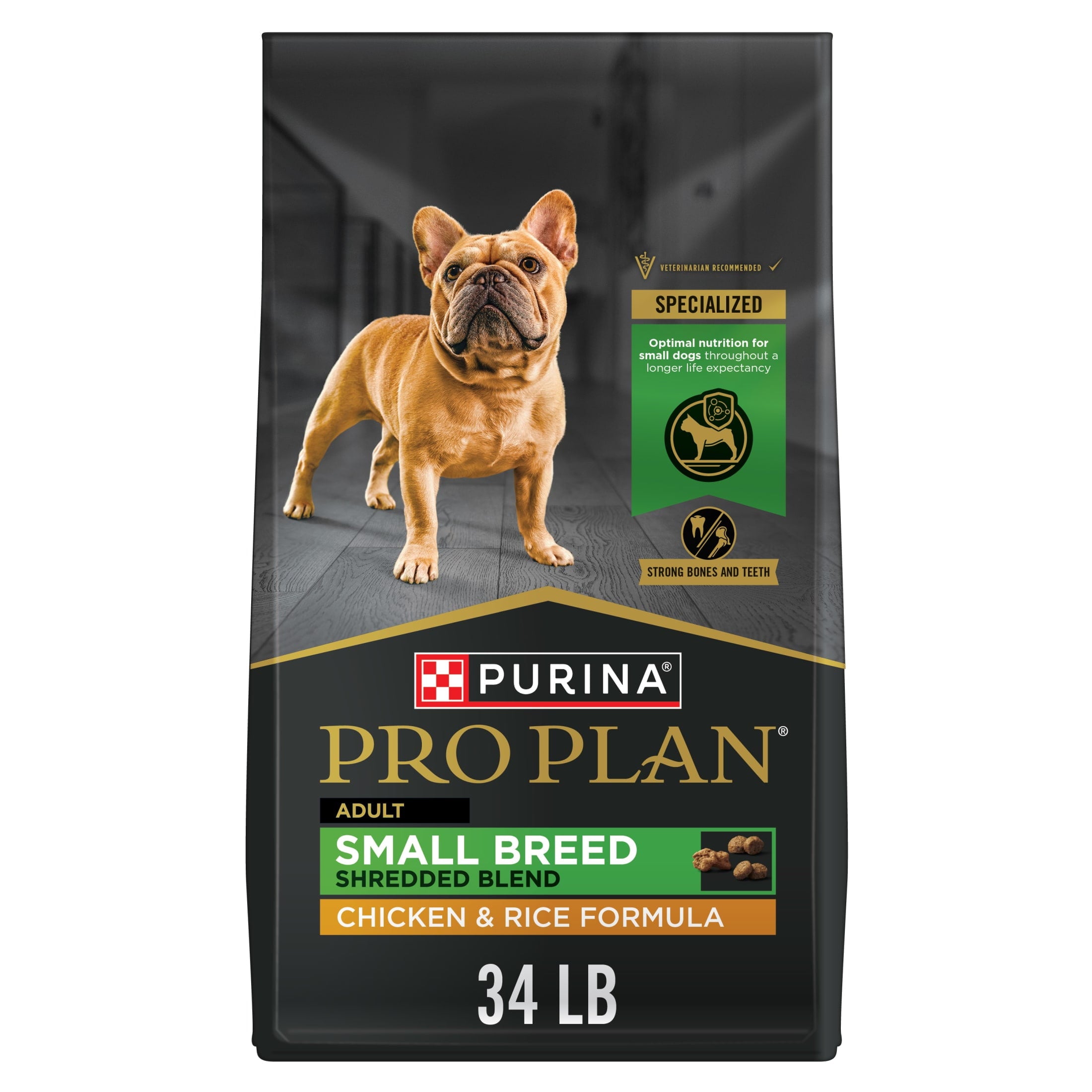 Purina Pro Plan Small Breed Dog Food Shredded Blend Chicken and Rice Formula with Guaranteed Live Probiotics - 18 lb Bag