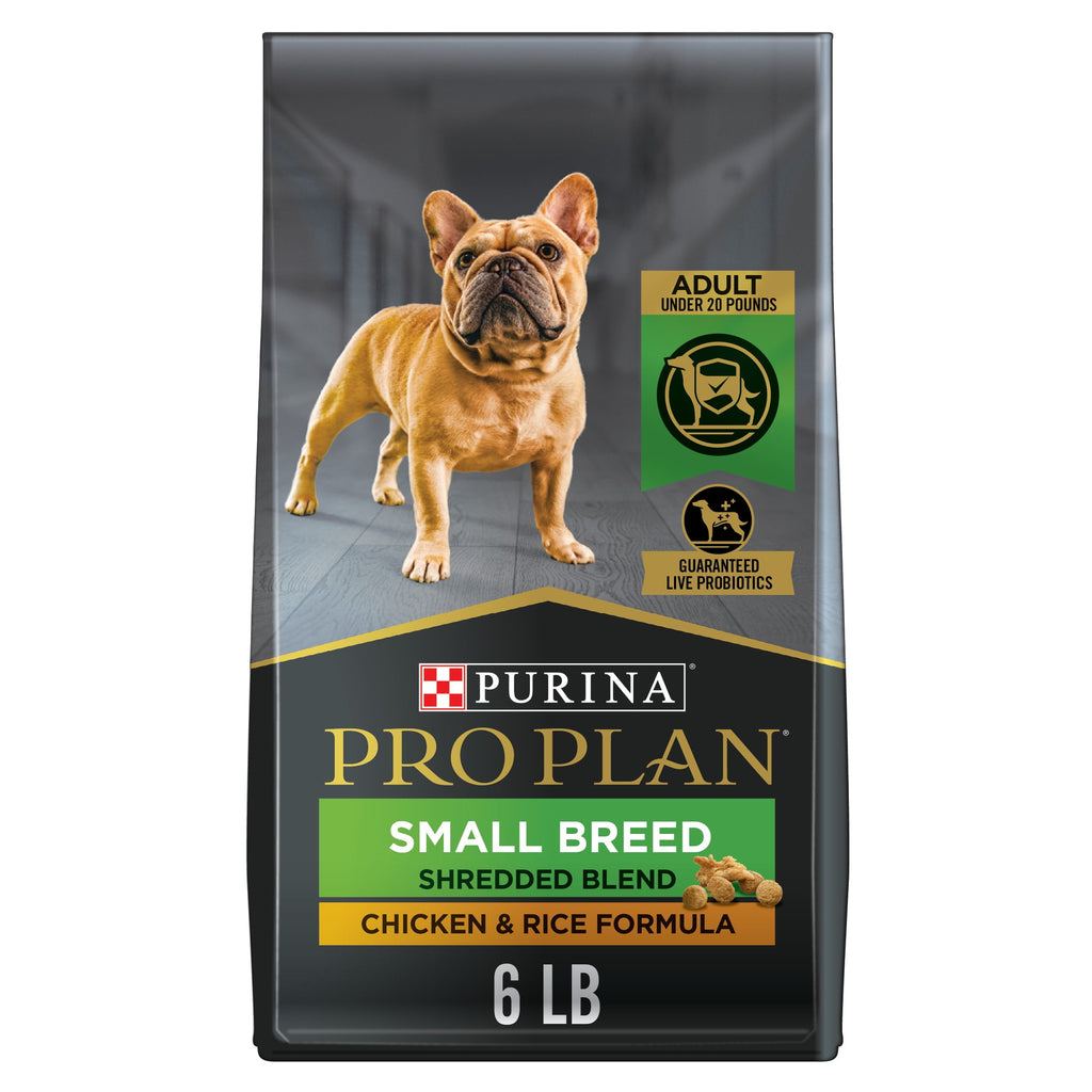 Purina Pro Plan Small Breed Dog Food With Probiotics for Dogs - Shredded Blend Chicken & Rice Formula, 6 lb. Bag