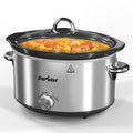 SUNVIVI Small Slow Cooker 4QT - Mini Food Warmer with 3 Heating Settings, Removable Ceramic Pot, Dishwasher Safe Glass Lid, Stainless Steel