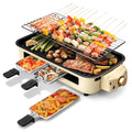 SUSLAS Electric Indoor Grill & Griddle - 1500W Smokeless Design with 3 Removable Nonstick Plates, Dishwasher Safe, Adjustable Temperature Control for Indoor Cooking(beige)