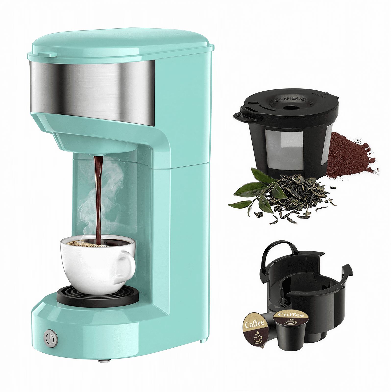 Single Serve Coffee Maker for K Pod - 2-in-1 Coffee Maker Single Serve & Ground Coffee Brewer, Quick Brew 6 to 14oz Brew size Carefree Auto Shut Off Small Coffee Machine for Apartment