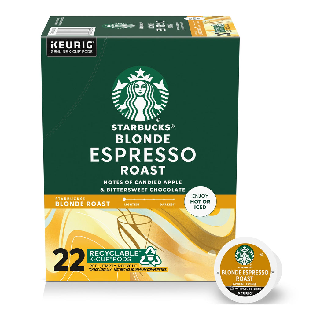Starbucks K-Cup Coffee Pods - Starbucks Blonde Espresso Roast Hot or Iced Coffee, 22 Keurig Pods 8.9 oz