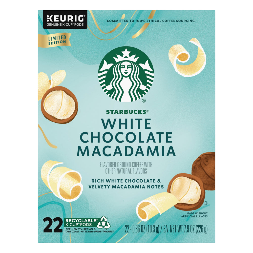Starbucks White Chocolate Macadamia Flavored Coffee - Keurig K-Cup Coffee Pods, 100% Arabica, 22 Count