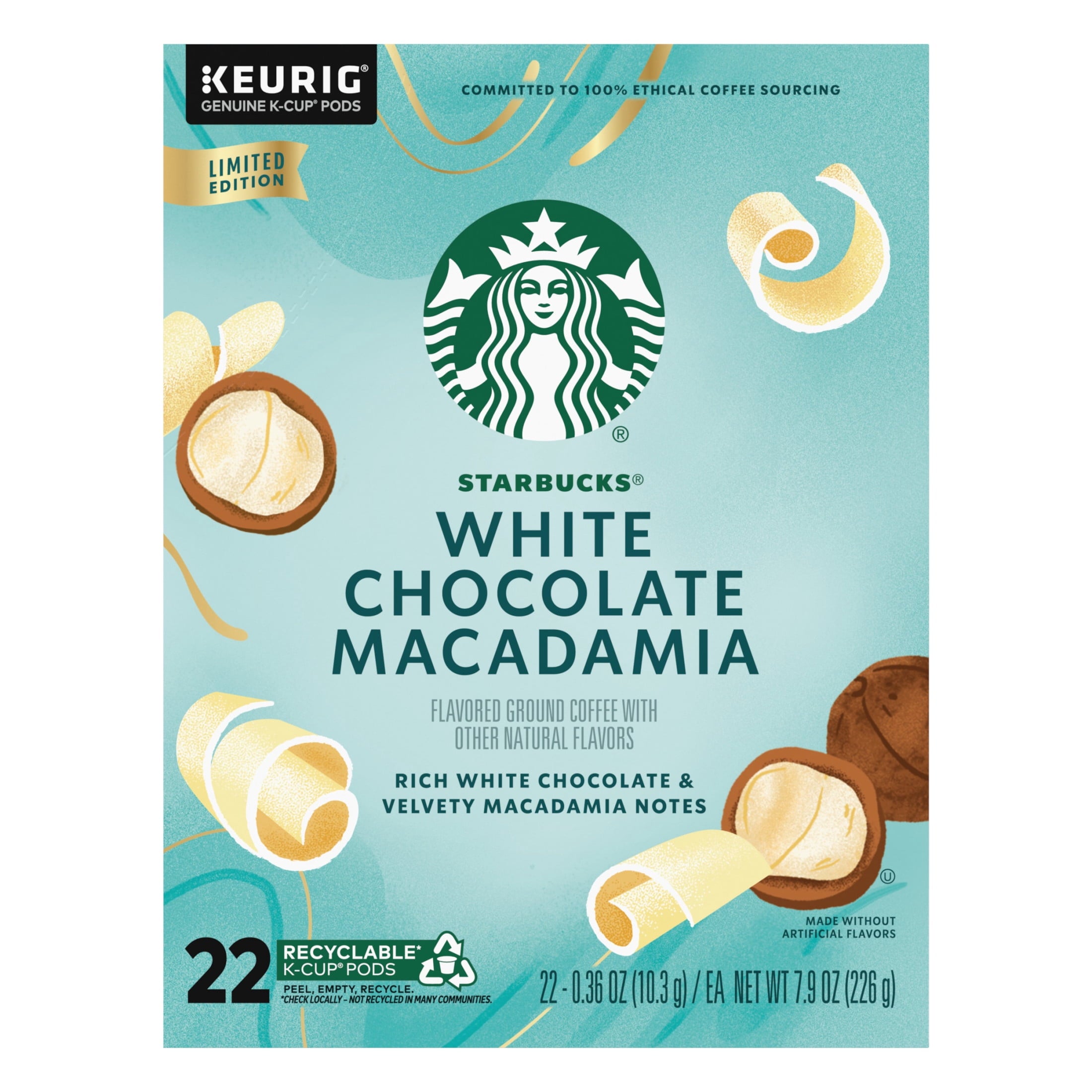 Starbucks White Chocolate Macadamia Flavored Coffee - Keurig K-Cup Coffee Pods, 100% Arabica, 22 Count