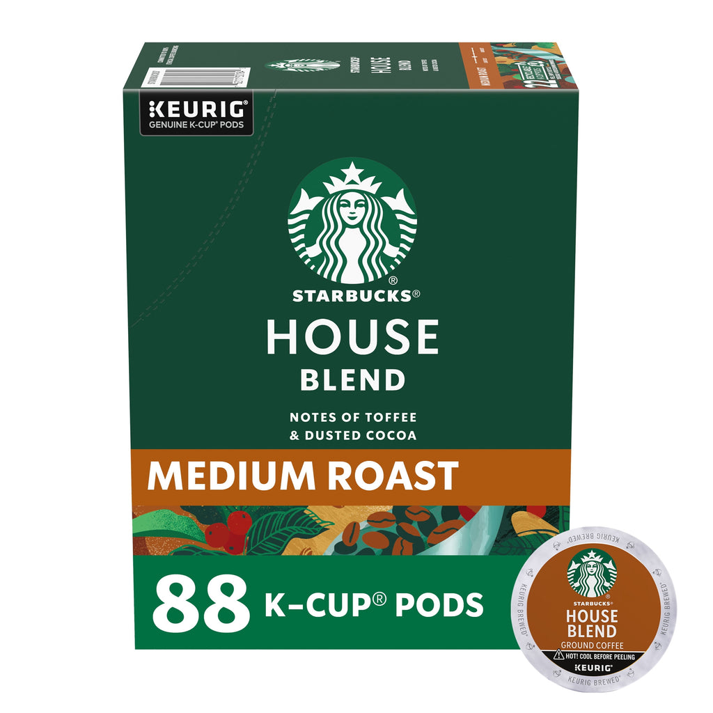 Starbucks House Blend - Medium Roast Keurig K-Cup Coffee Pods, 100% Arabica, 88 Count