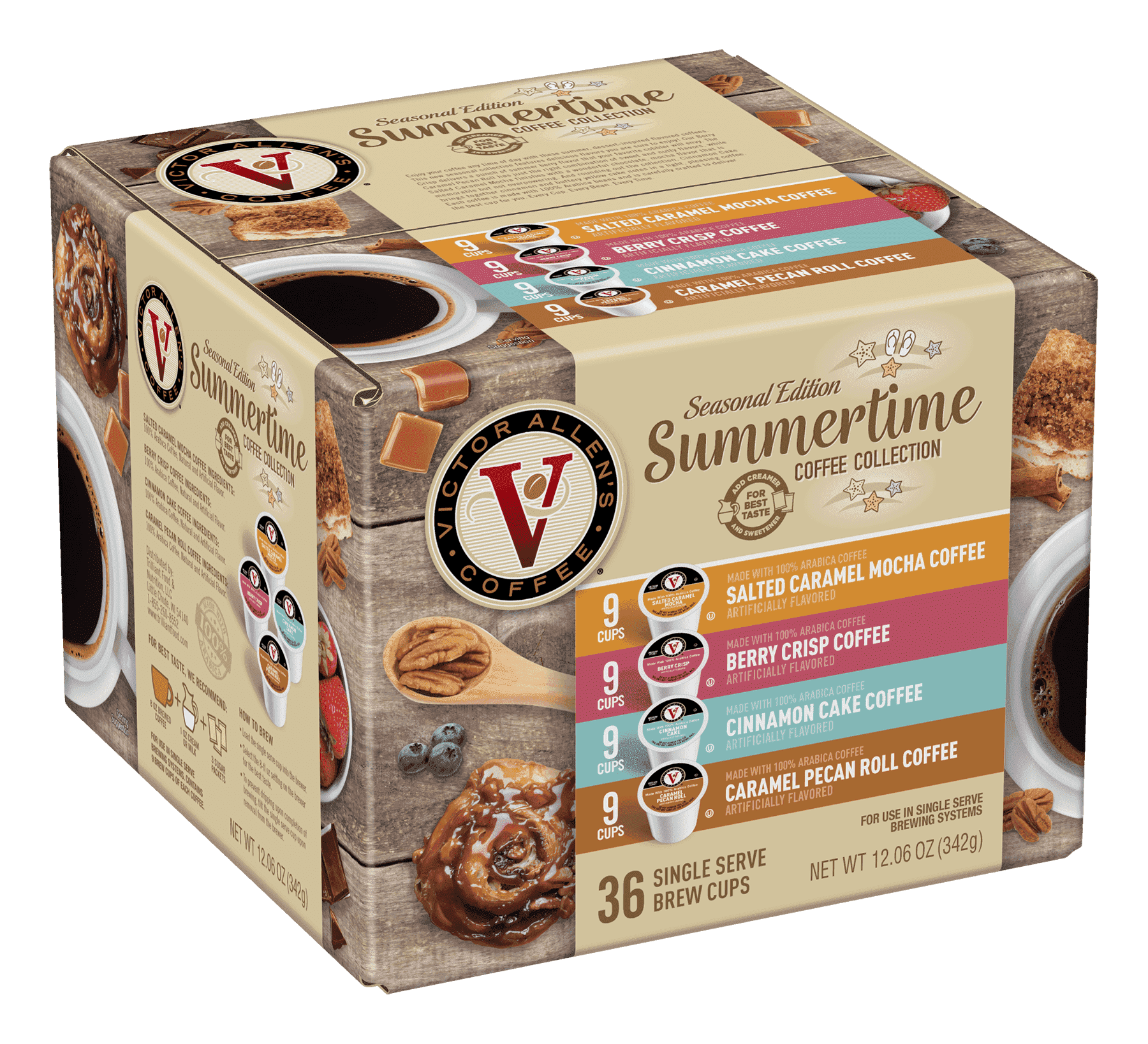 Victor Allen's Coffee Summertime Coffee Variety Pack - Medium Roast, 36 Count, Single Serve Coffee Pods for Keurig K-Cup Brewers