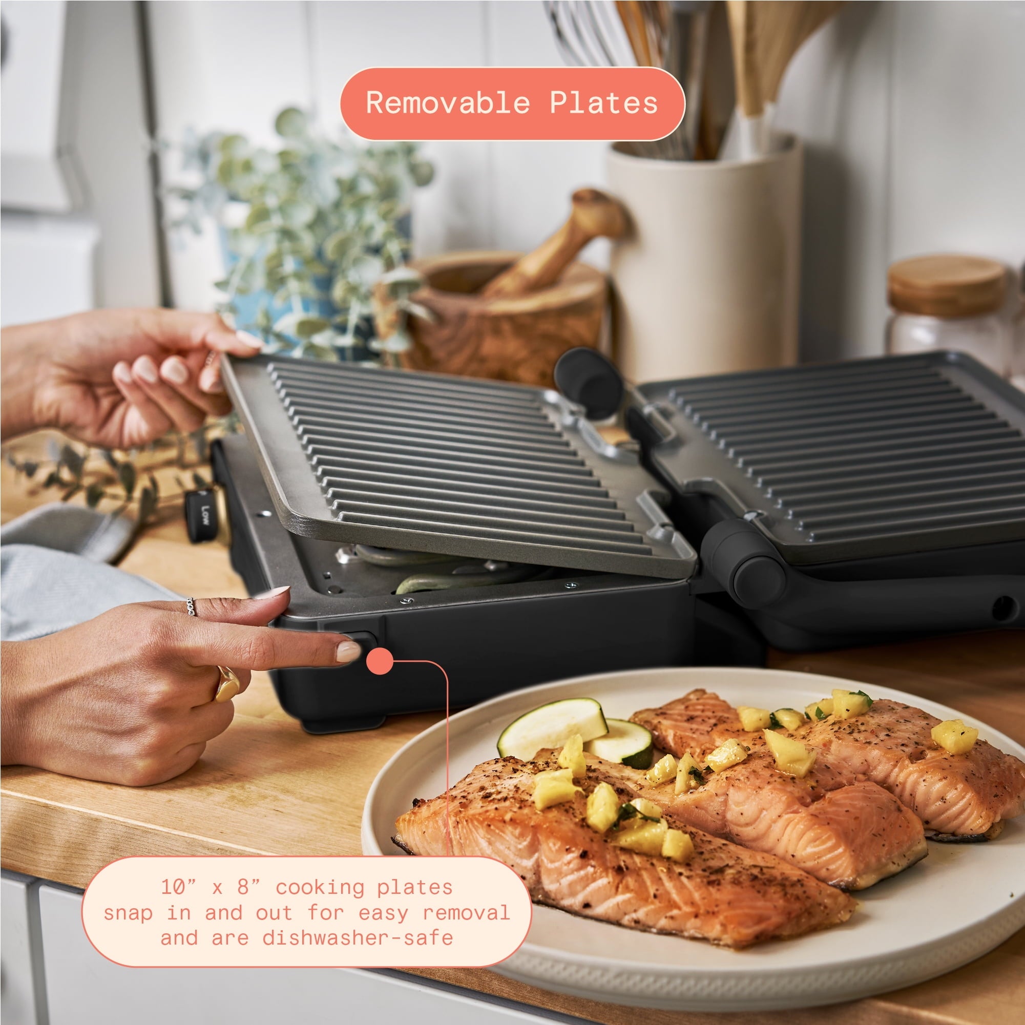Beautiful 2-in-1 Panini Press & Grill with Detachable Plates - Black Sesame by Drew Barrymore