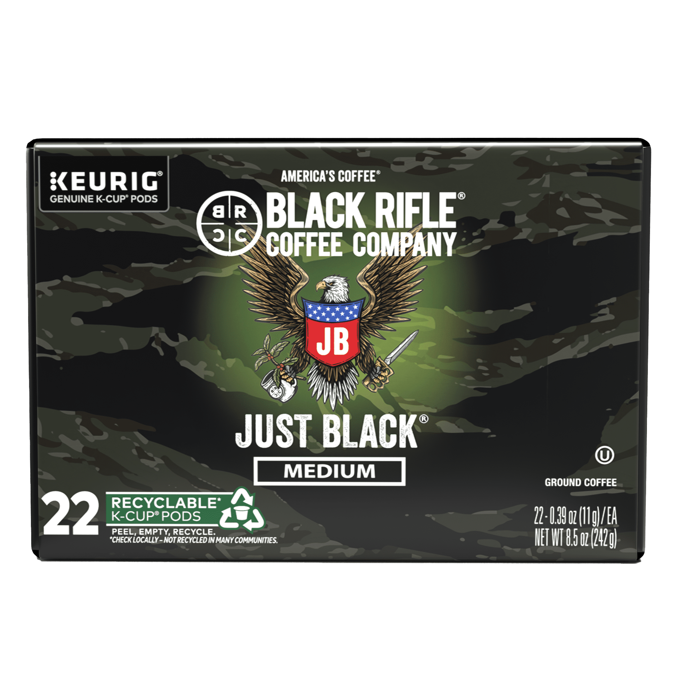 Black Rifle Coffee Company Just Black Keurig K-Cup Pods - Medium Roast, 22 Count