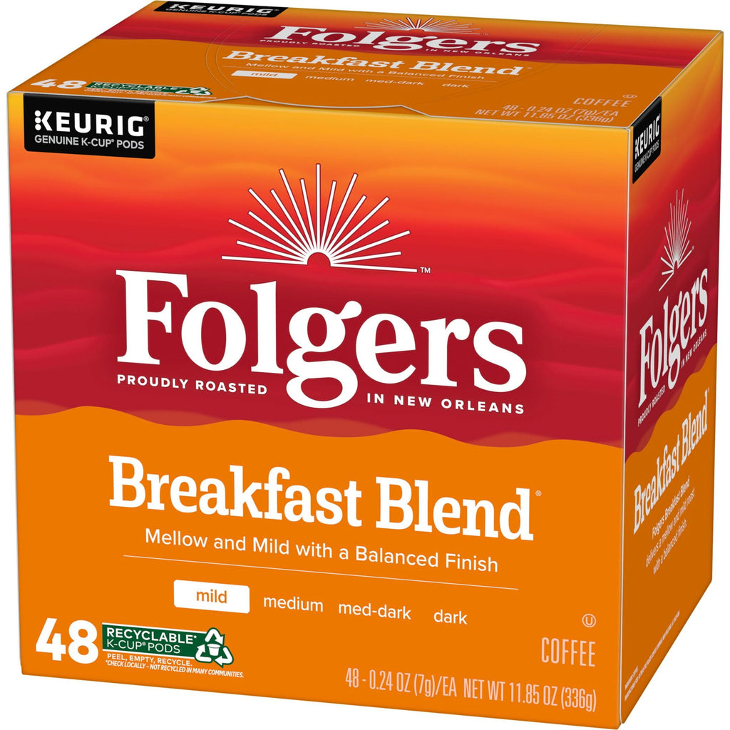 Folgers Breakfast Blend - Mild Roast Coffee, Keurig K Cup Pods, 48 Count Box