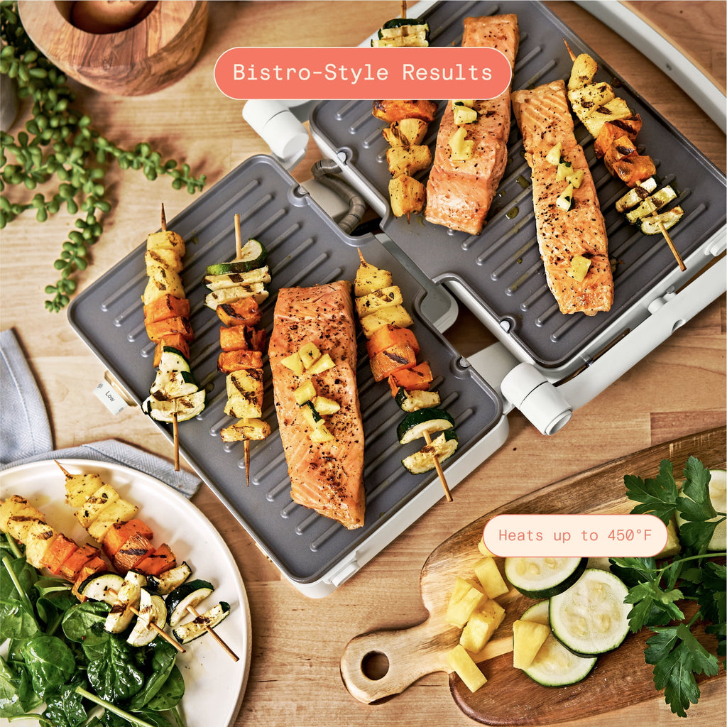 Beautiful 2-in-1 Panini Press & Grill with Detachable Plates - White Icing by Drew Barrymore