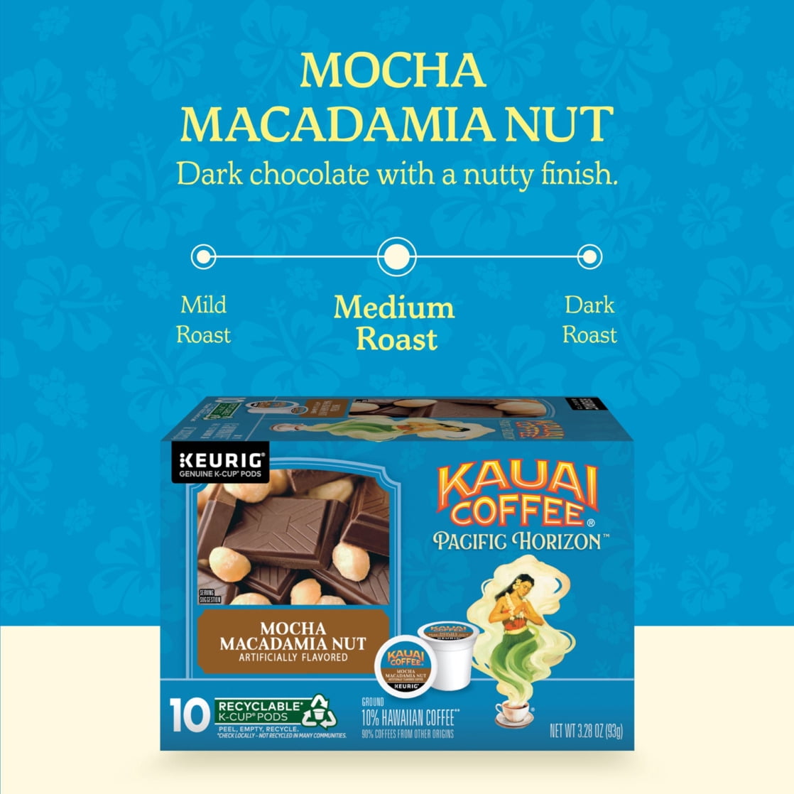 Kauai Coffee® Mocha Macadamia Nut Medium Roast Arabica - Keurig® K-Cup® Pods, Pack of 10
