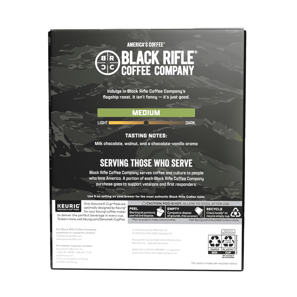 Black Rifle Coffee Company Just Black Keurig K-Cup Pods - Medium Roast, 22 Count