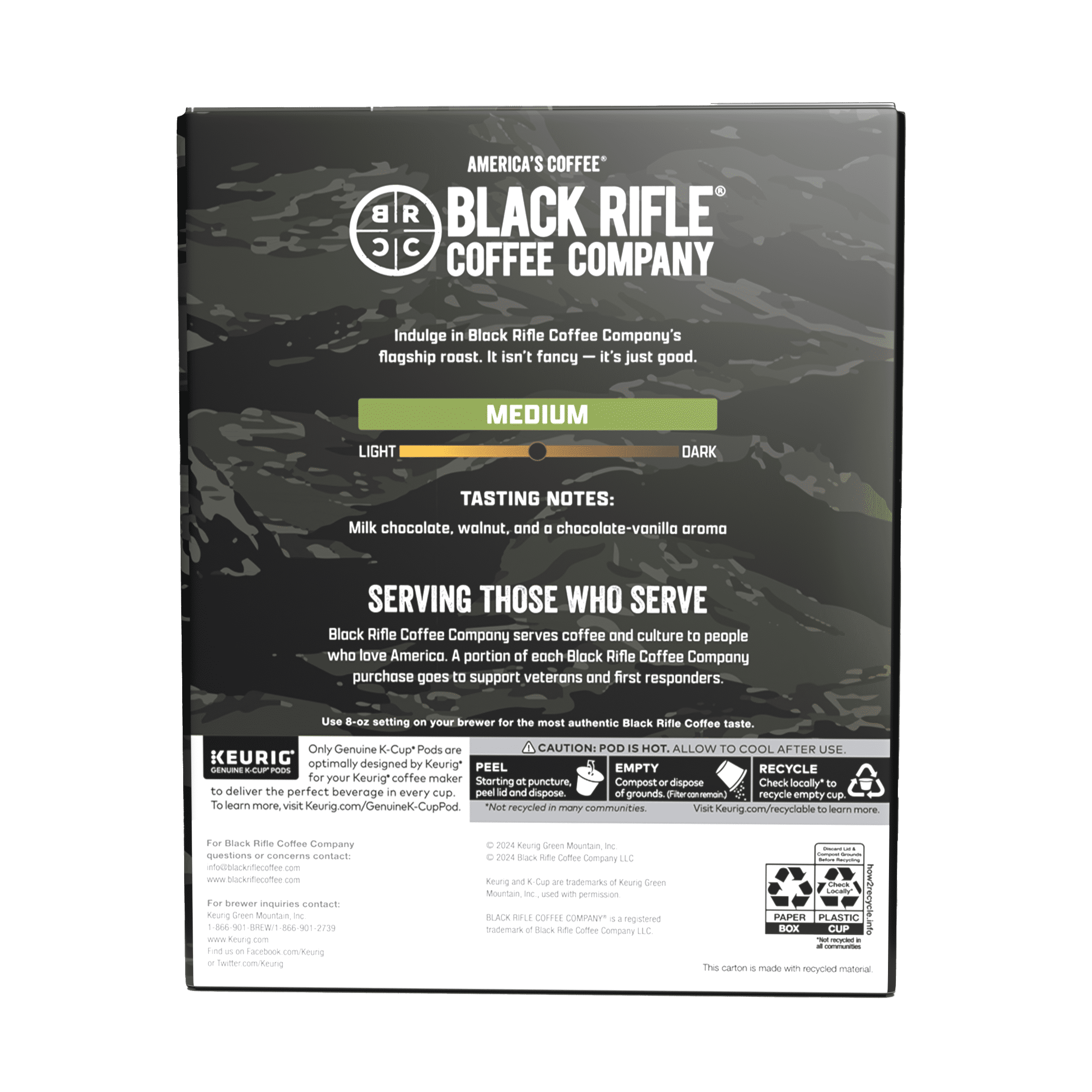 Black Rifle Coffee Company Just Black Keurig K-Cup Pods - Medium Roast, 22 Count