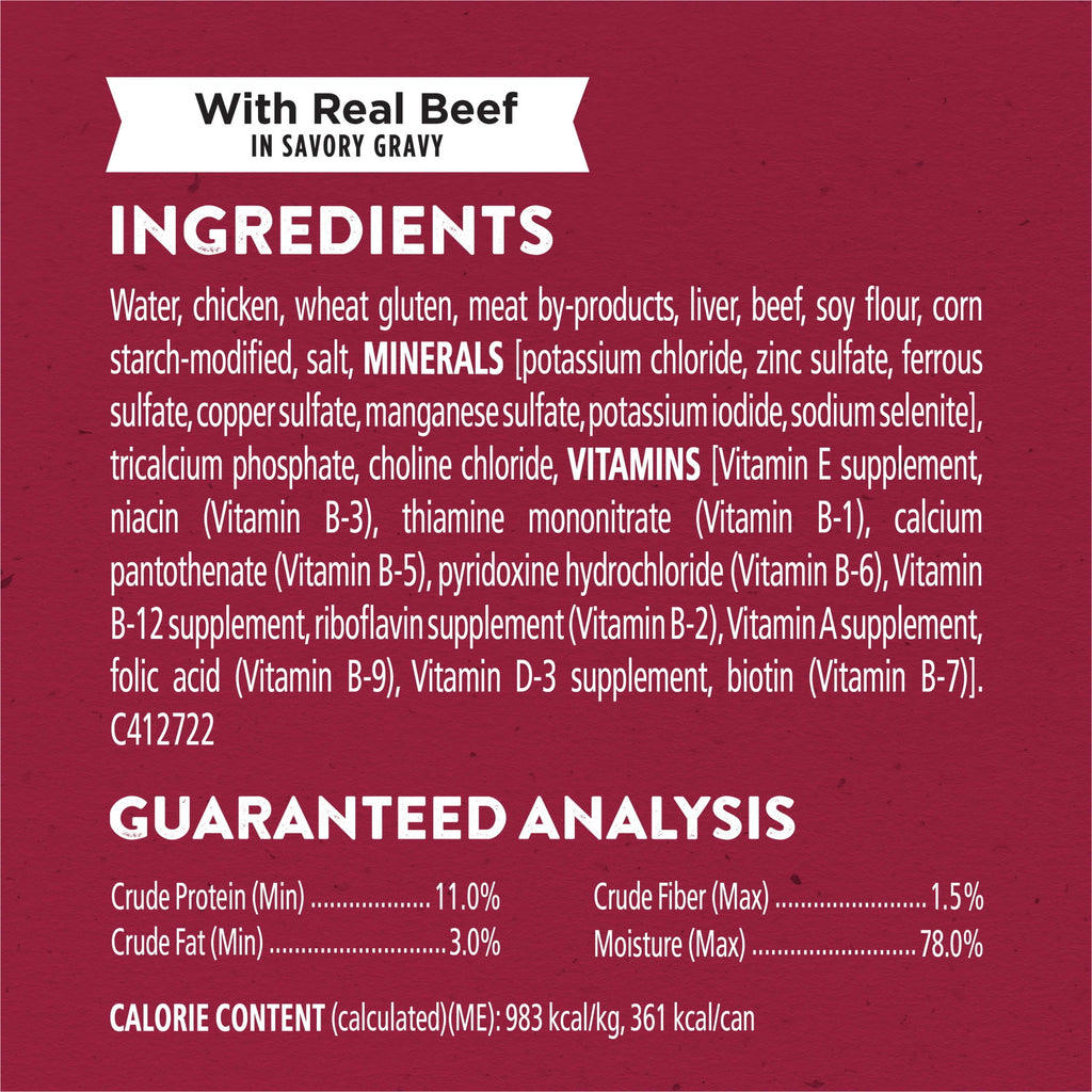 Purina Dog Chow High Protein Dog Food Wet Recipe With Real Chicken or Real Beef In Savory Gravy Variety Pack - 13 oz.