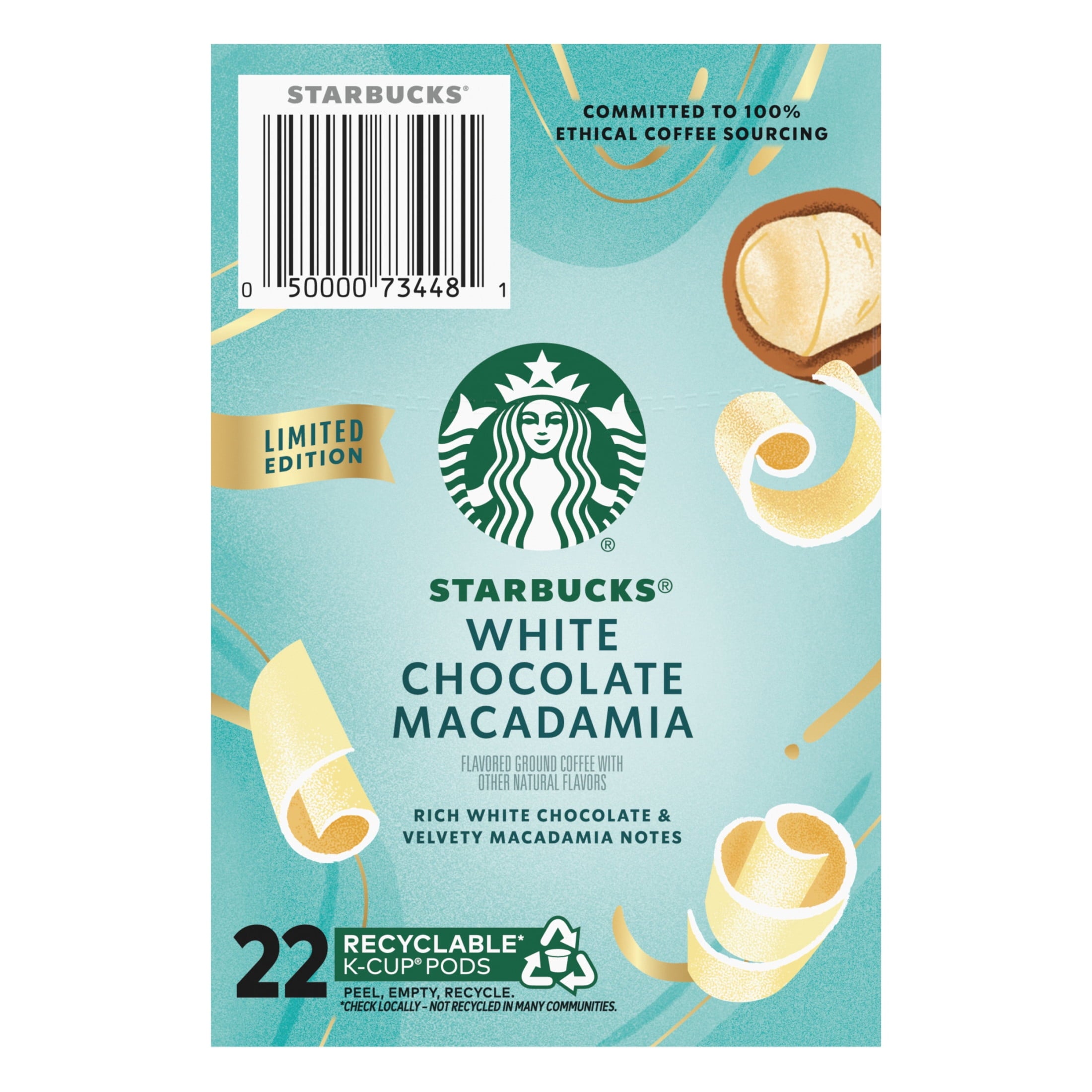 Starbucks White Chocolate Macadamia Flavored Coffee - Keurig K-Cup Coffee Pods, 100% Arabica, 22 Count