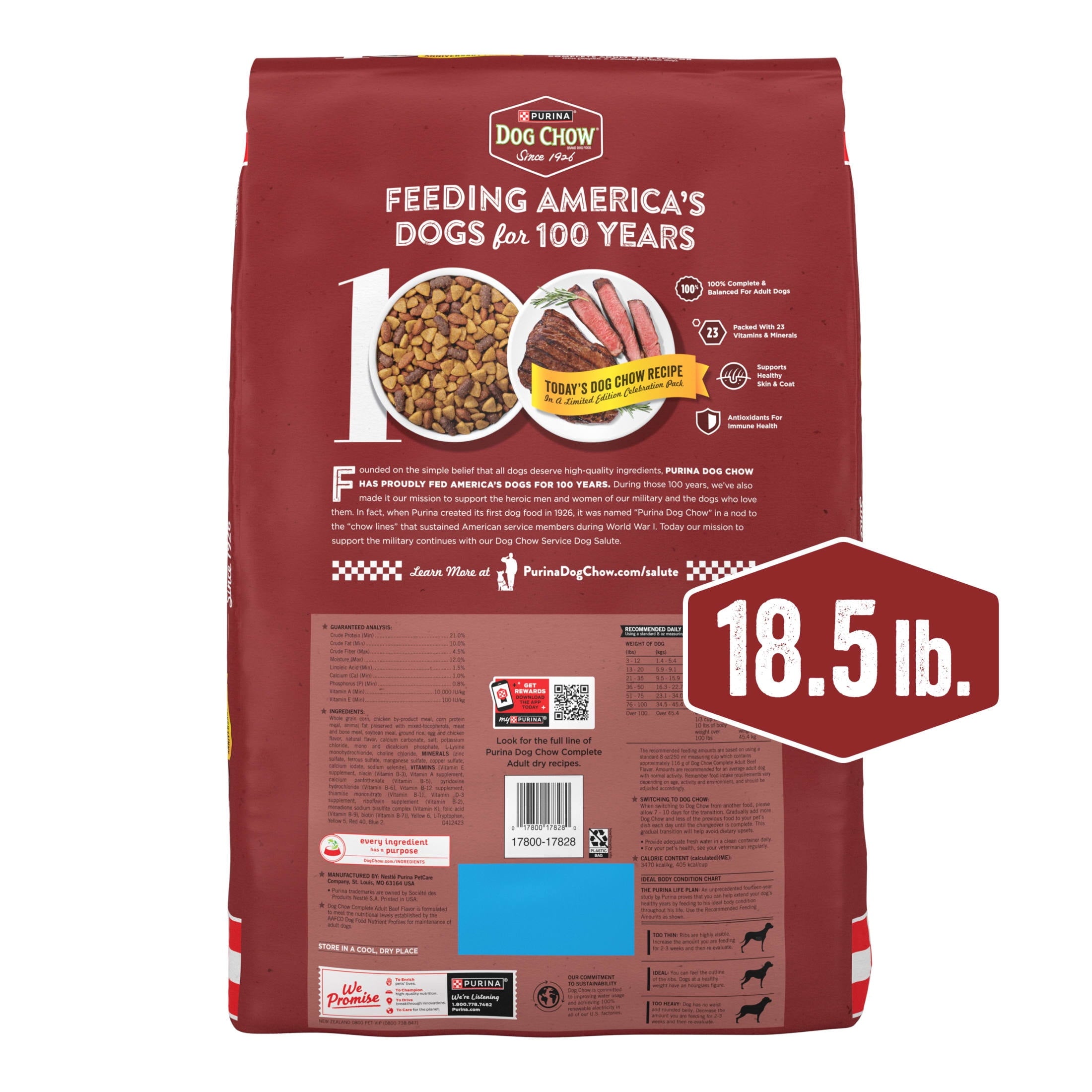 Purina Dog Chow Complete Adult Dry Dog Food for Adult Dogs - Kibble Beef Flavor 18.5 lb Bag - 3-Pack