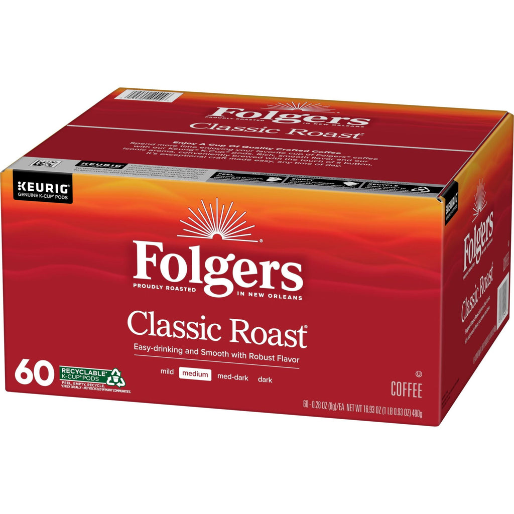 Folgers Classic Roast - Medium Roast Coffee, Keurig K Cup Pods, 60 Count Box