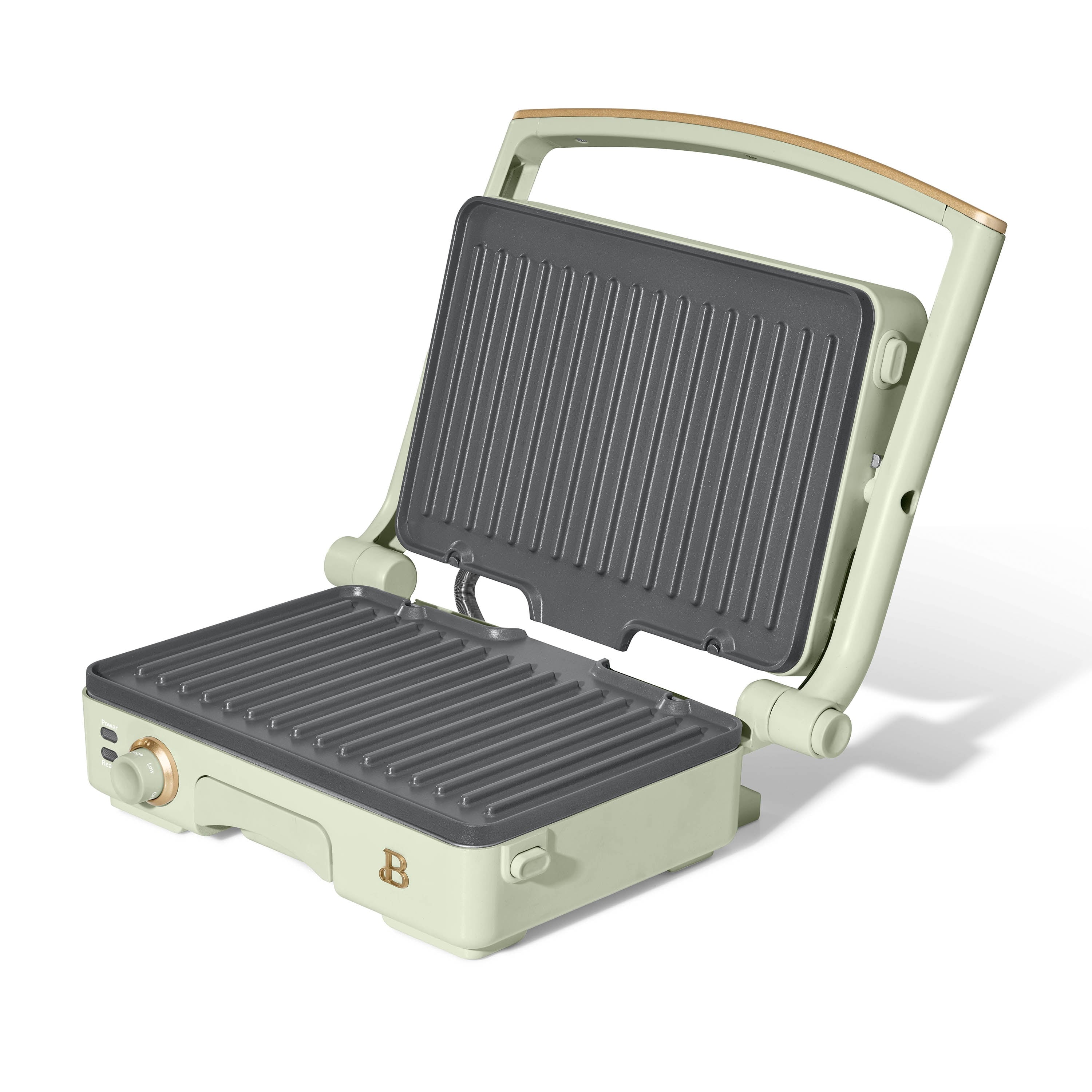 Beautiful 2-in-1 Panini Press & Grill with Detachable Plates - Sage Green by Drew Barrymore
