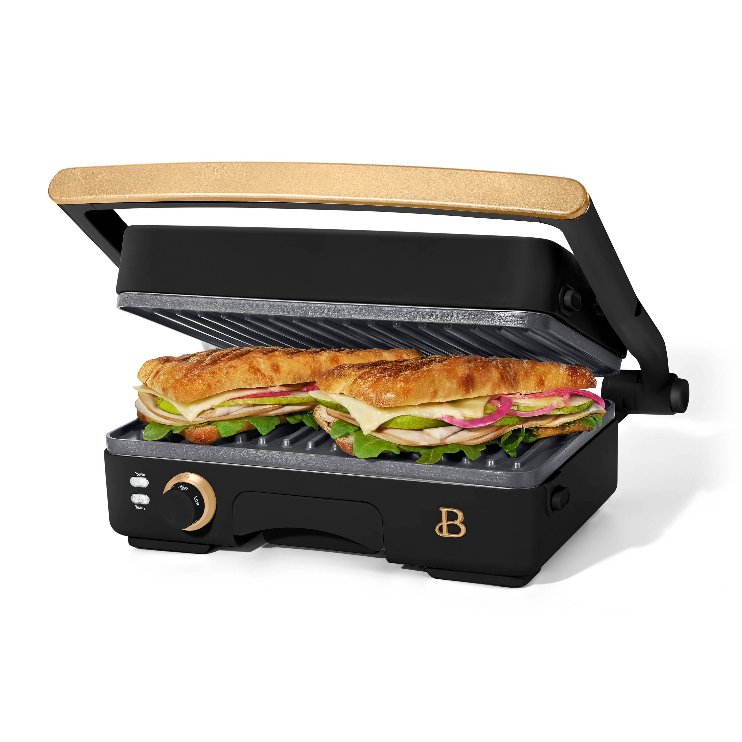 Beautiful 2-in-1 Panini Press & Grill with Detachable Plates - Black Sesame by Drew Barrymore