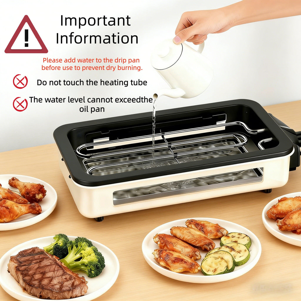 REDUSK Electric Indoor Grill 1500W - 3 in 1 Versatile Smokeless Indoor Grill for Home Cooking, Non-Stick Removable Grill & Griddle Plate, Temperature Control, White