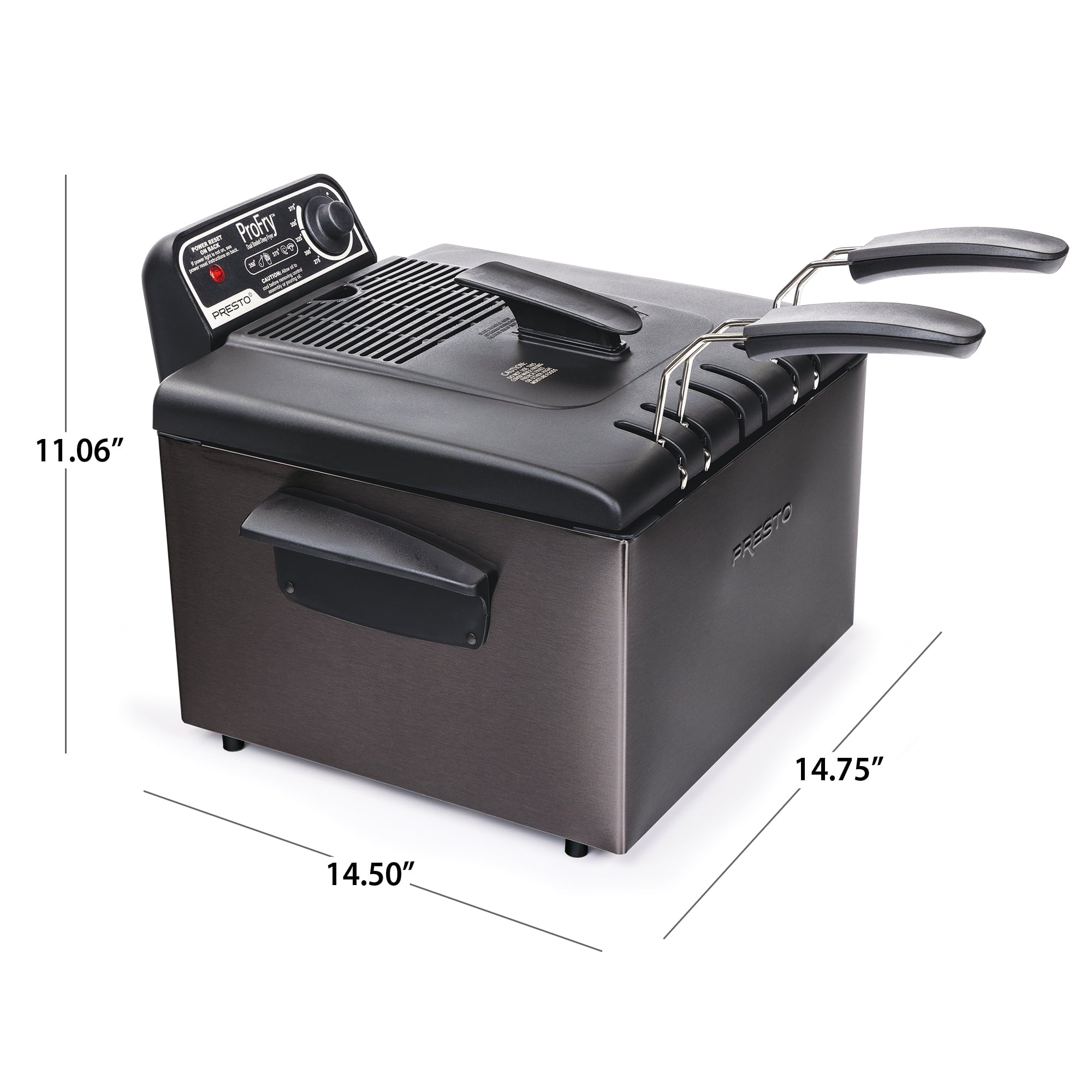 Presto 5 Qt Dual Basket Pro Fry Immersion Element Black Deep Fryer 05489