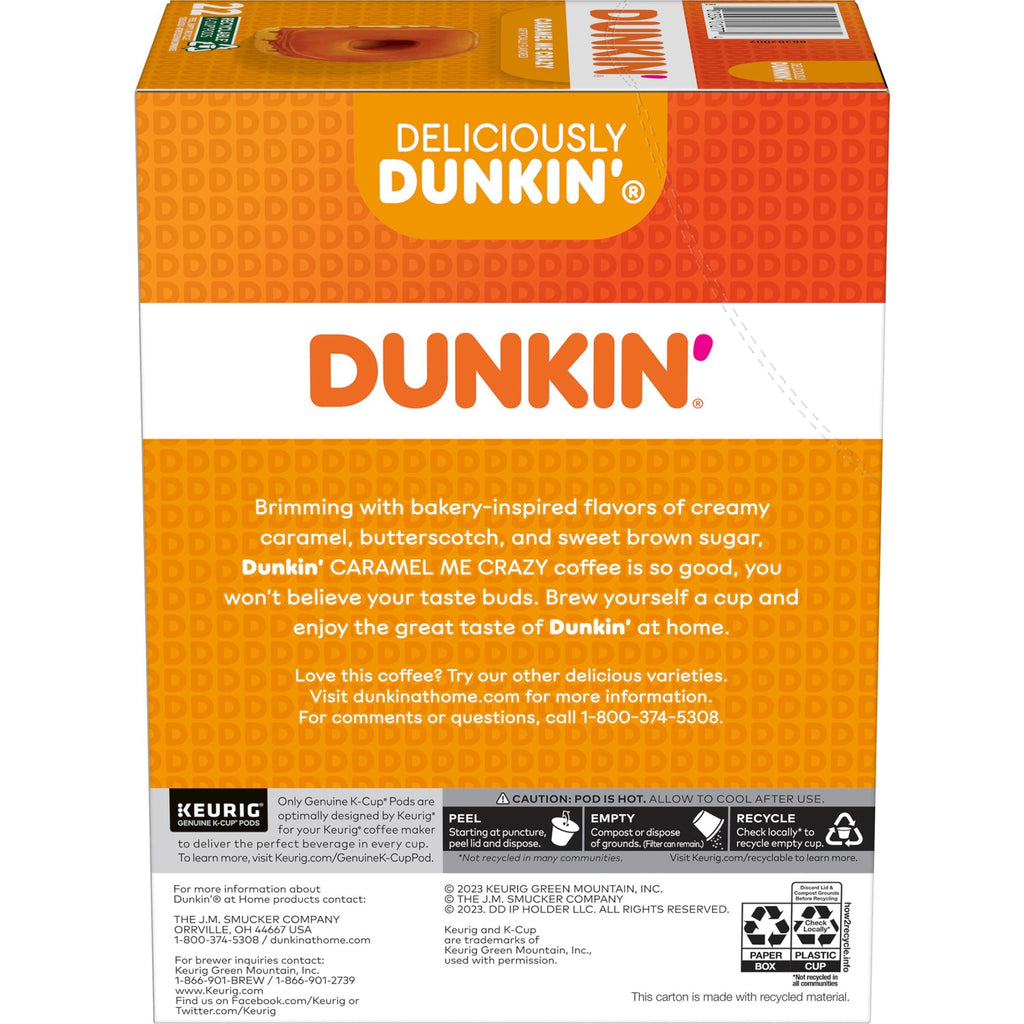 Dunkin’ Caramel Me Crazy Coffee - Keurig K-Cup Pods, 22 Count Box