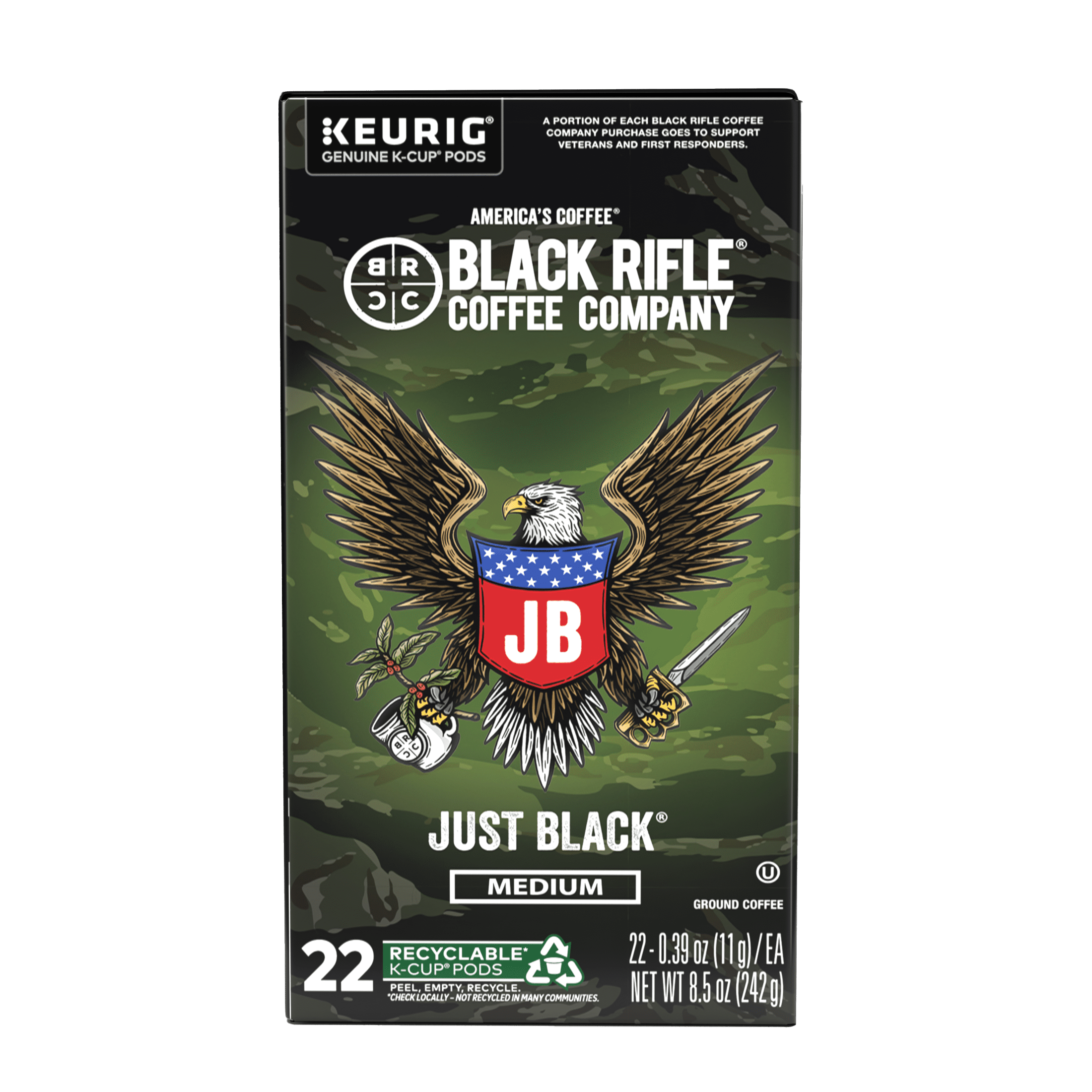Black Rifle Coffee Company Just Black Keurig K-Cup Pods - Medium Roast, 22 Count