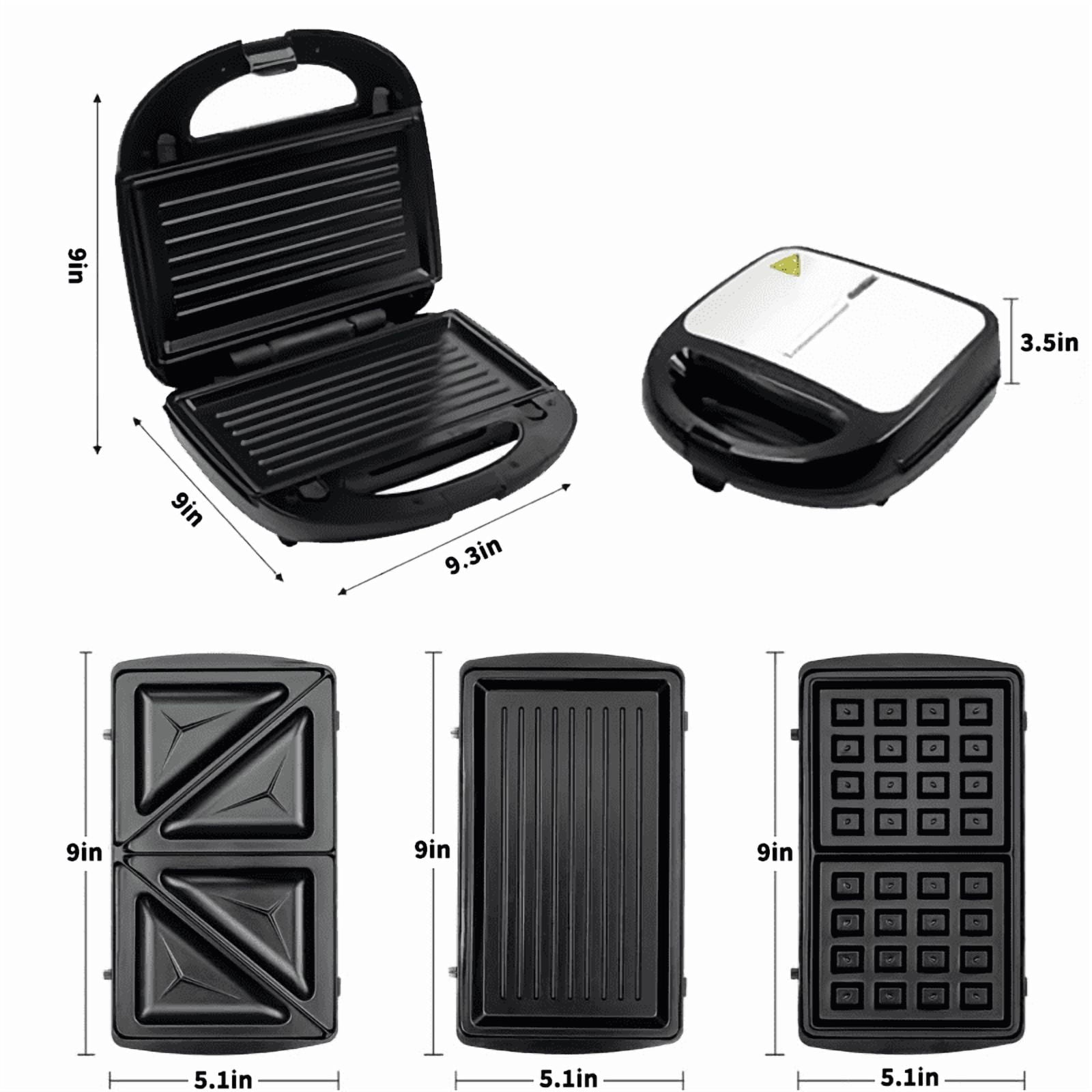 Electric Panini Press Sandwich Maker Indoor Grill - 3-in-1 - Stainless Steel