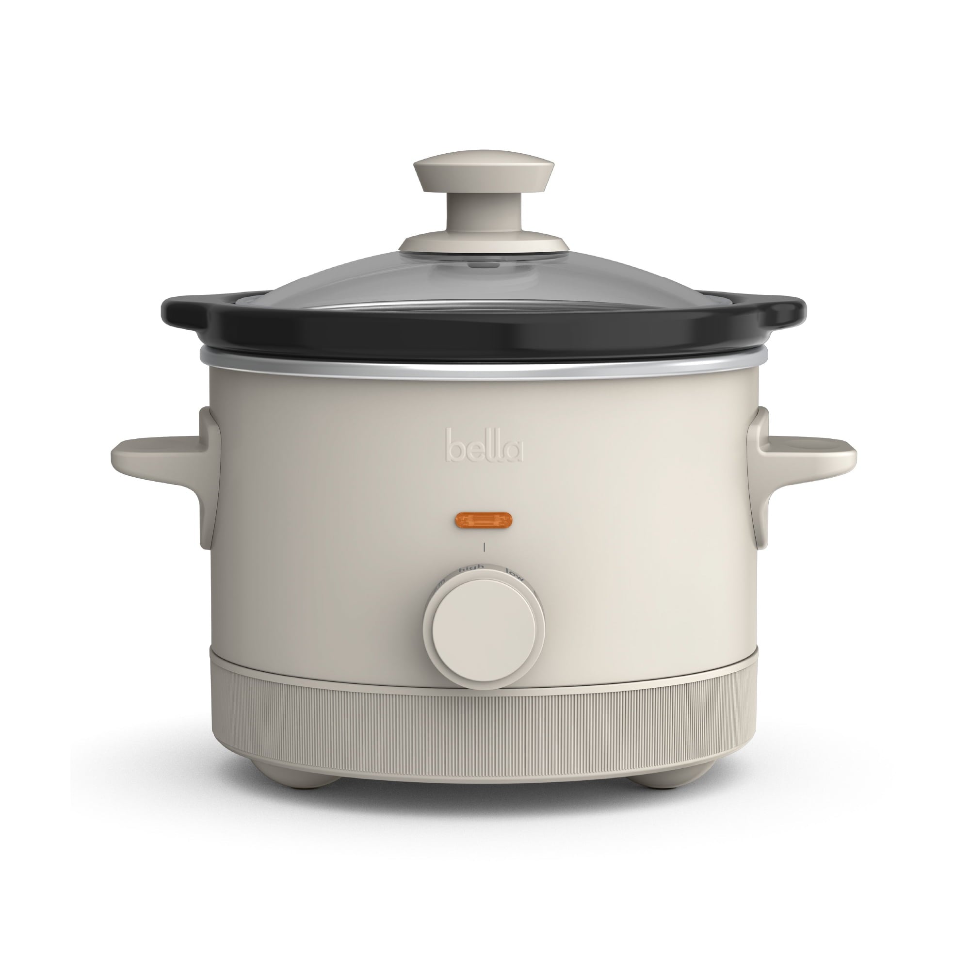bella 1.5 Qt Manual Slow Cooker with 3 Heat Settings - Ceramic Nonstick Coating, Dishwasher Safe Pot & Tempered Glass Lid, Oatmilk
