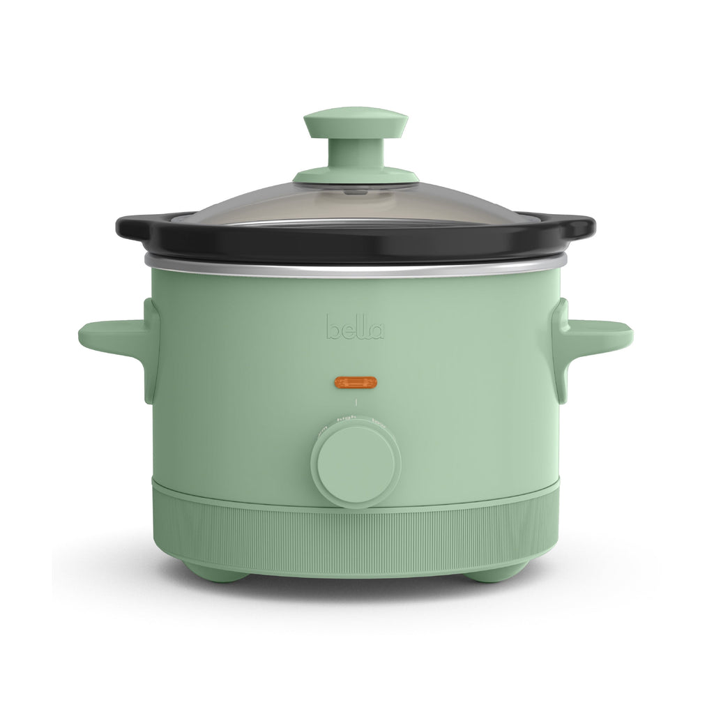 bella 1.5 Qt Manual Slow Cooker with 3 Heat Settings - Ceramic Nonstick Coating, Dishwasher Safe Pot & Tempered Glass Lid, Seaglass
