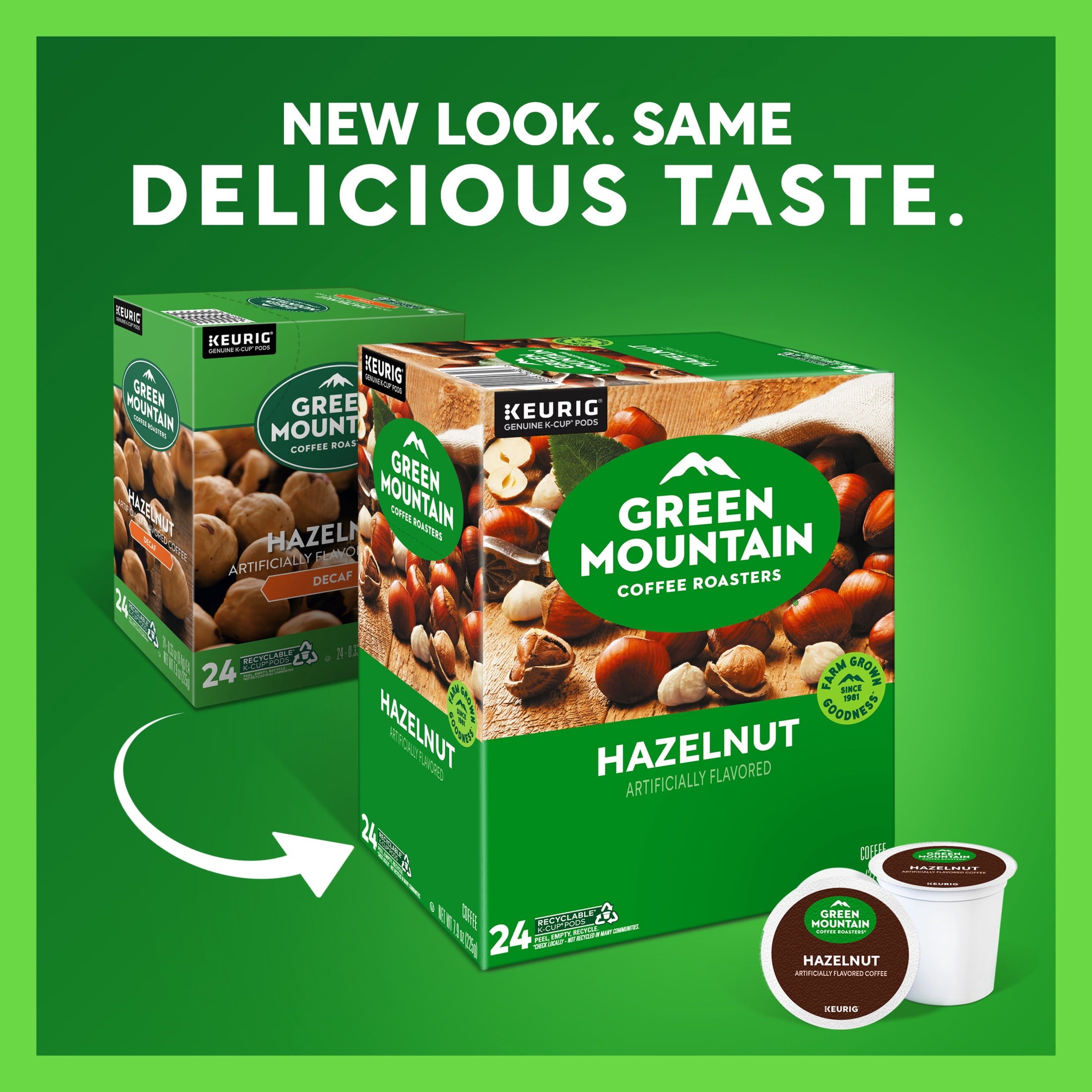 Green Mountain Coffee Hazelnut Flavored K-Cup Pods - Light Roast, 24 Count for Keurig Brewers