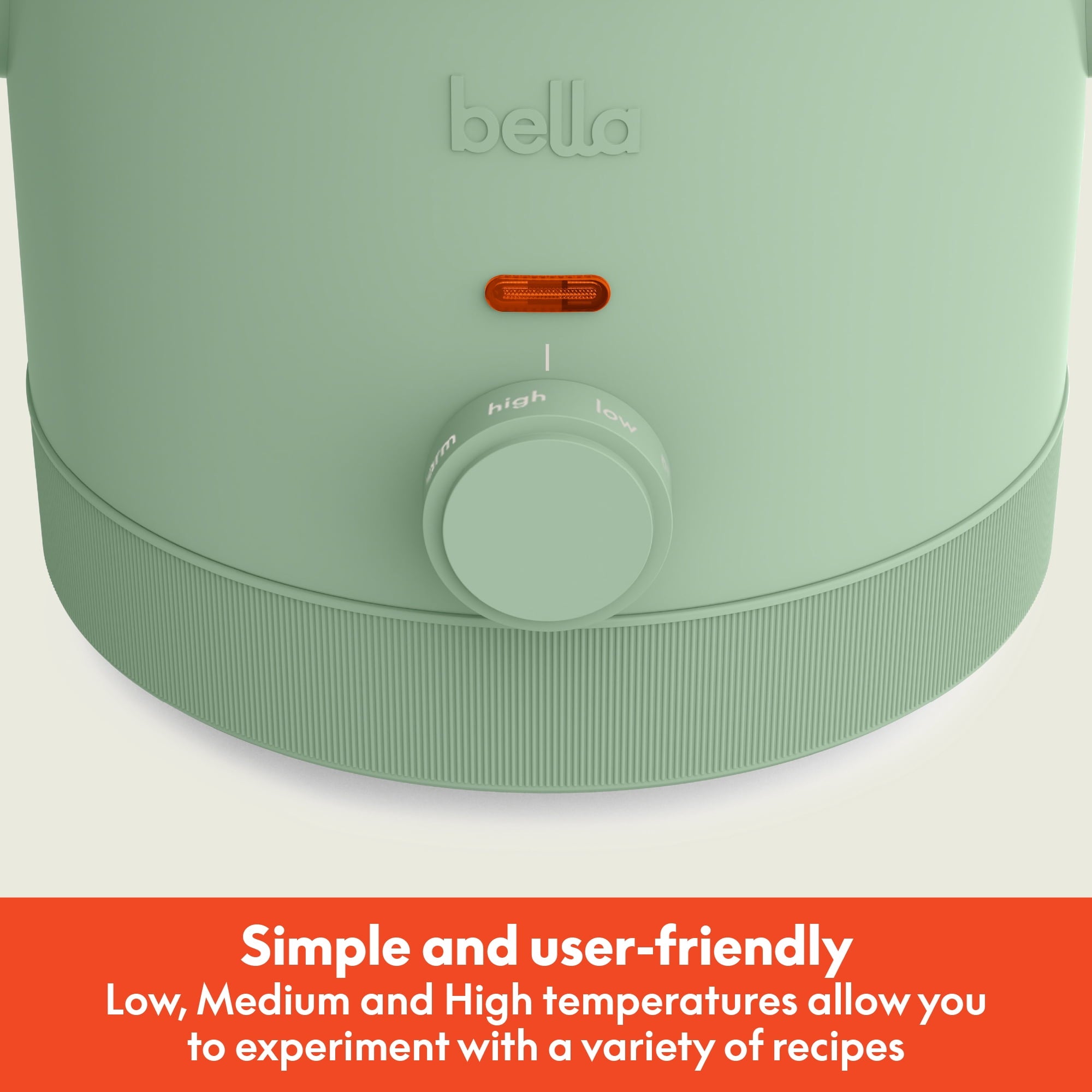 bella 1.5 Qt Manual Slow Cooker with 3 Heat Settings - Ceramic Nonstick Coating, Dishwasher Safe Pot & Tempered Glass Lid, Seaglass