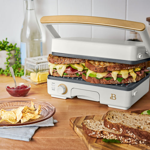 Beautiful 2-in-1 Panini Press & Grill - White Icing by Drew Barrymore