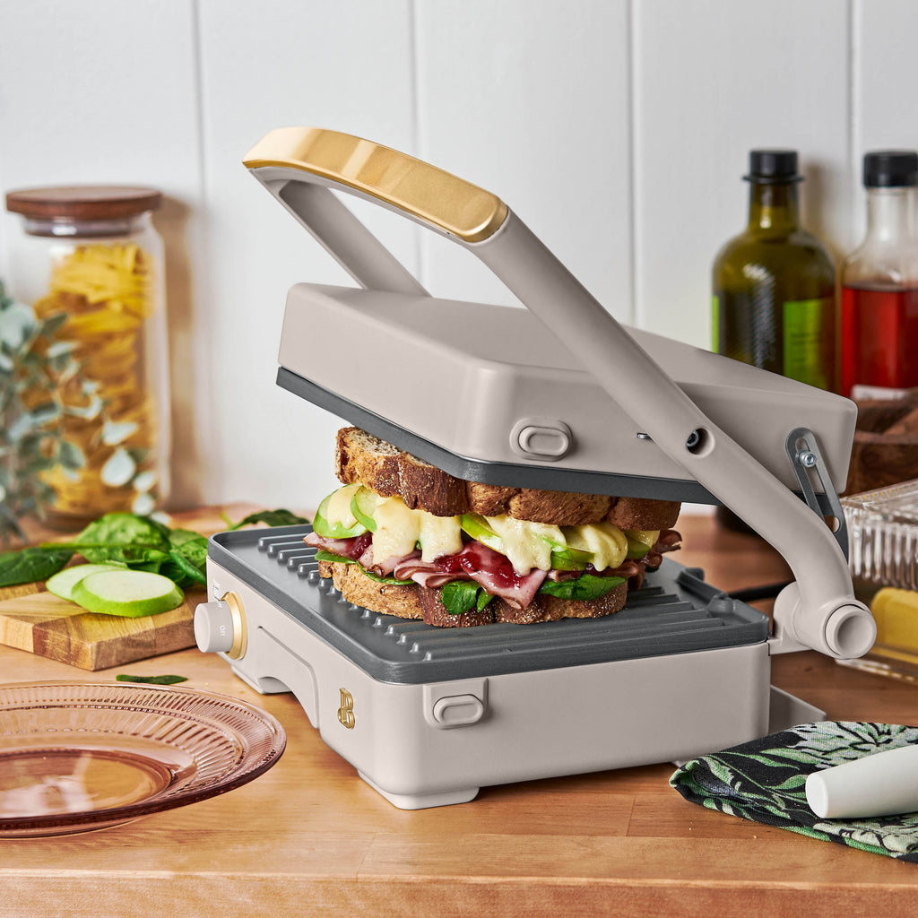 Beautiful 2-in-1 Panini Press & Grill with Detachable Plates - Porcini by Drew Barrymore