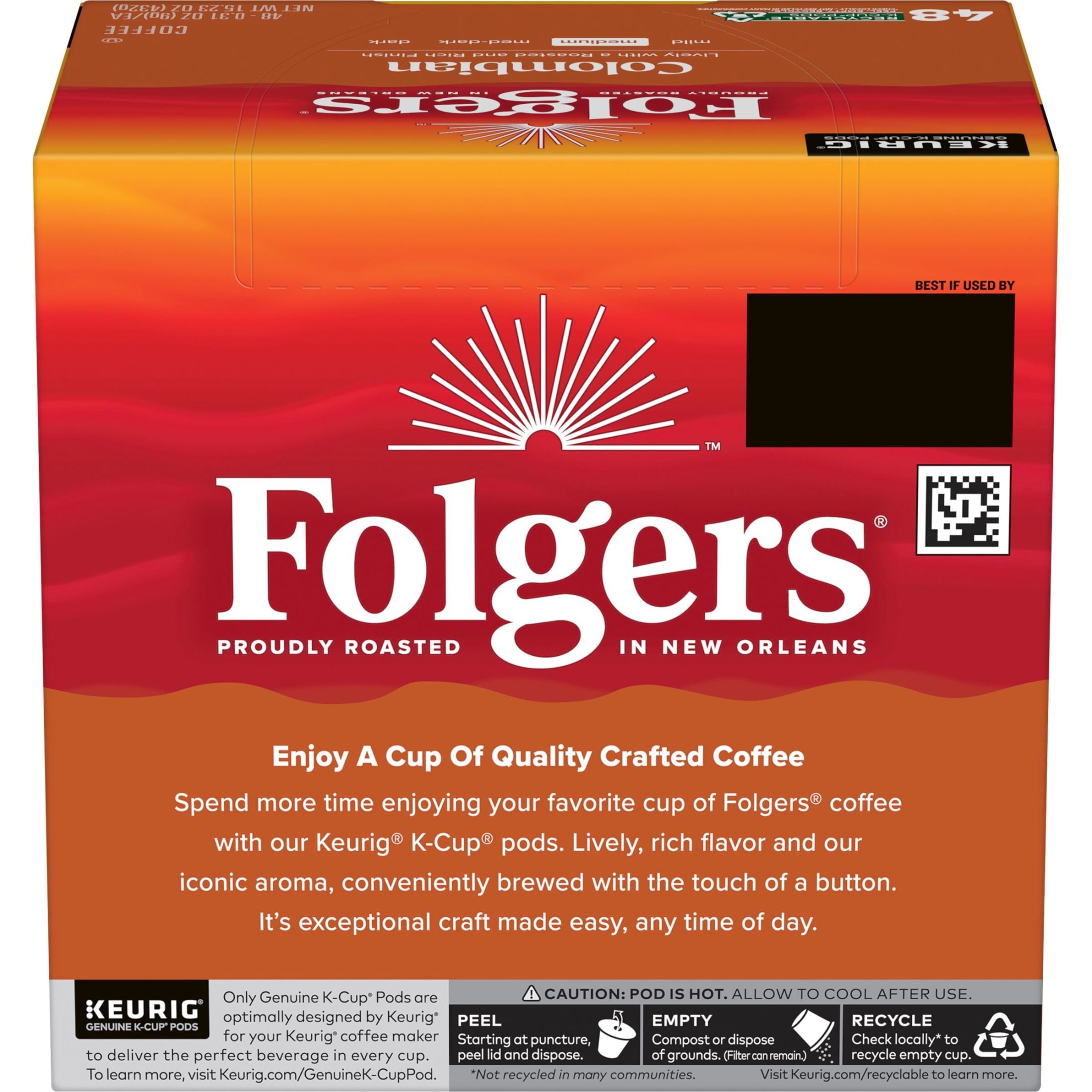 Folgers Colombian Coffee - Medium Roast, Keurig K Cup Pods, 48 count Box