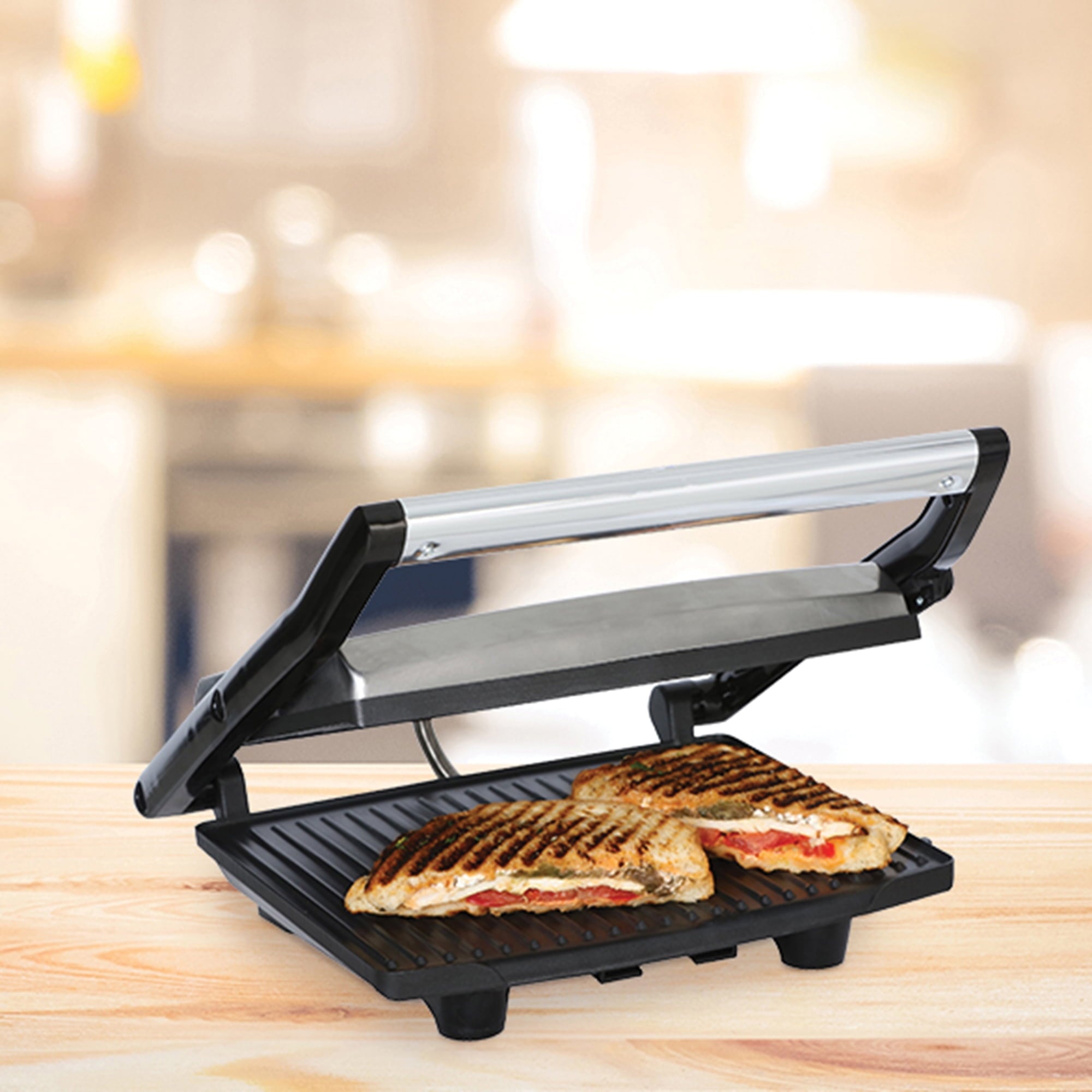 Brentwood Select TS-651 Compact Non-Stick Panini Press & Sandwich Maker - Stainless Steel