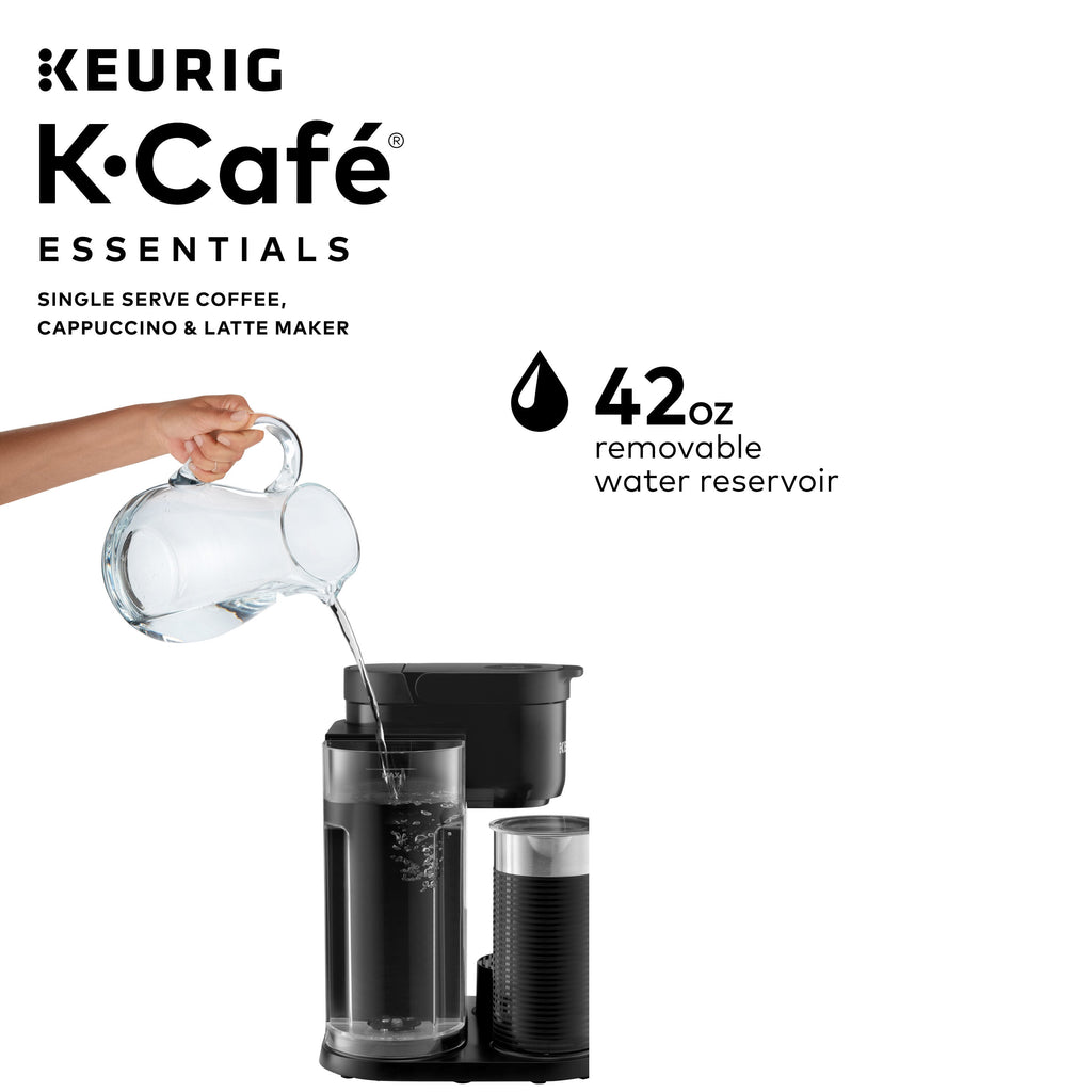 Keurig K-Cafe Essentials Single-Serve K-Cup Pod Coffee - Latte and Cappuccino Maker with Built-In Frother, Black