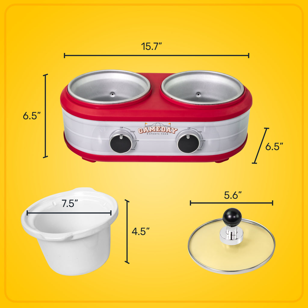 Nostalgia Game Day 2-Qt Ceramic Slow Cooker and Portable Crock Pot with Lid