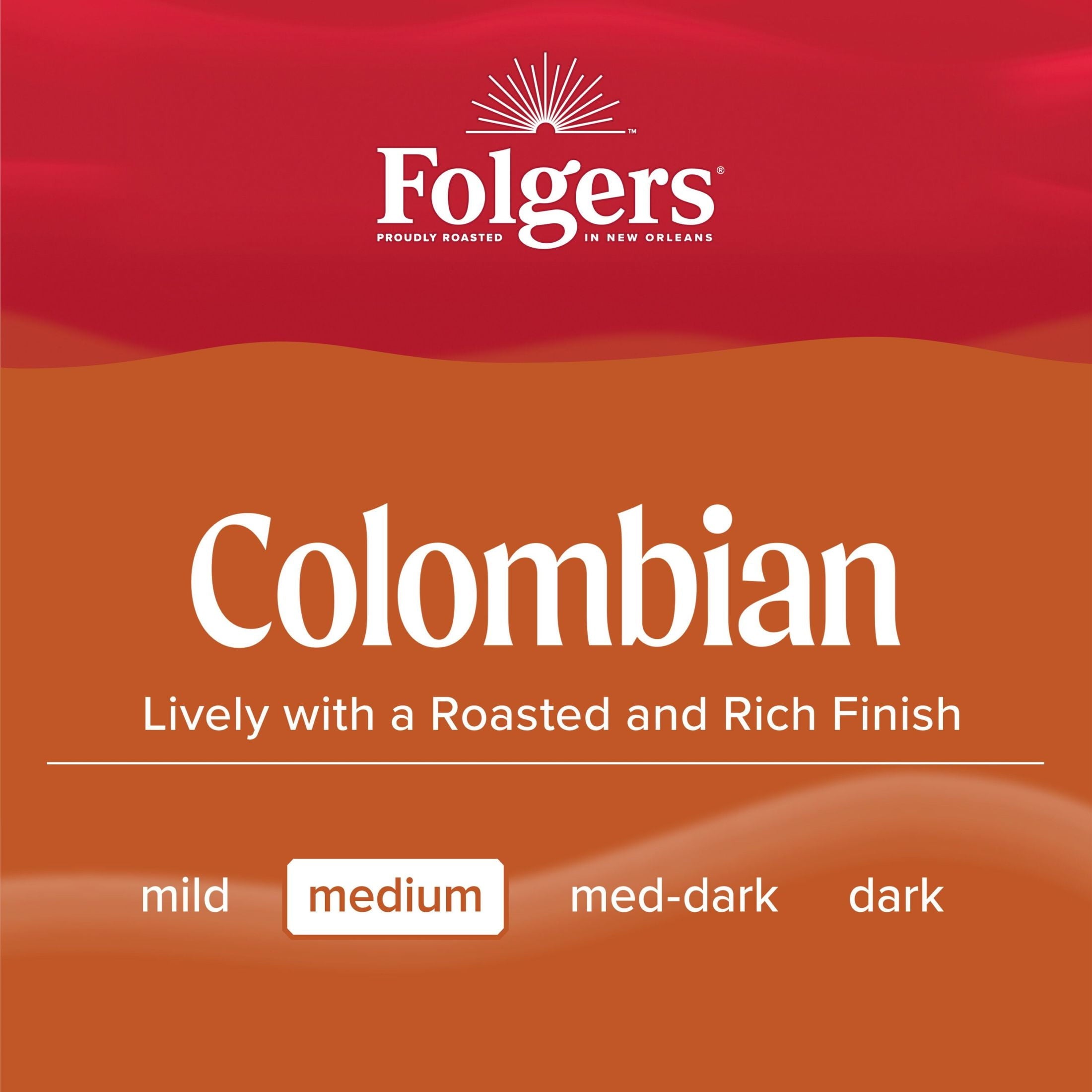 Folgers Colombian Coffee - Medium Roast, Keurig K Cup Pods, 48 count Box