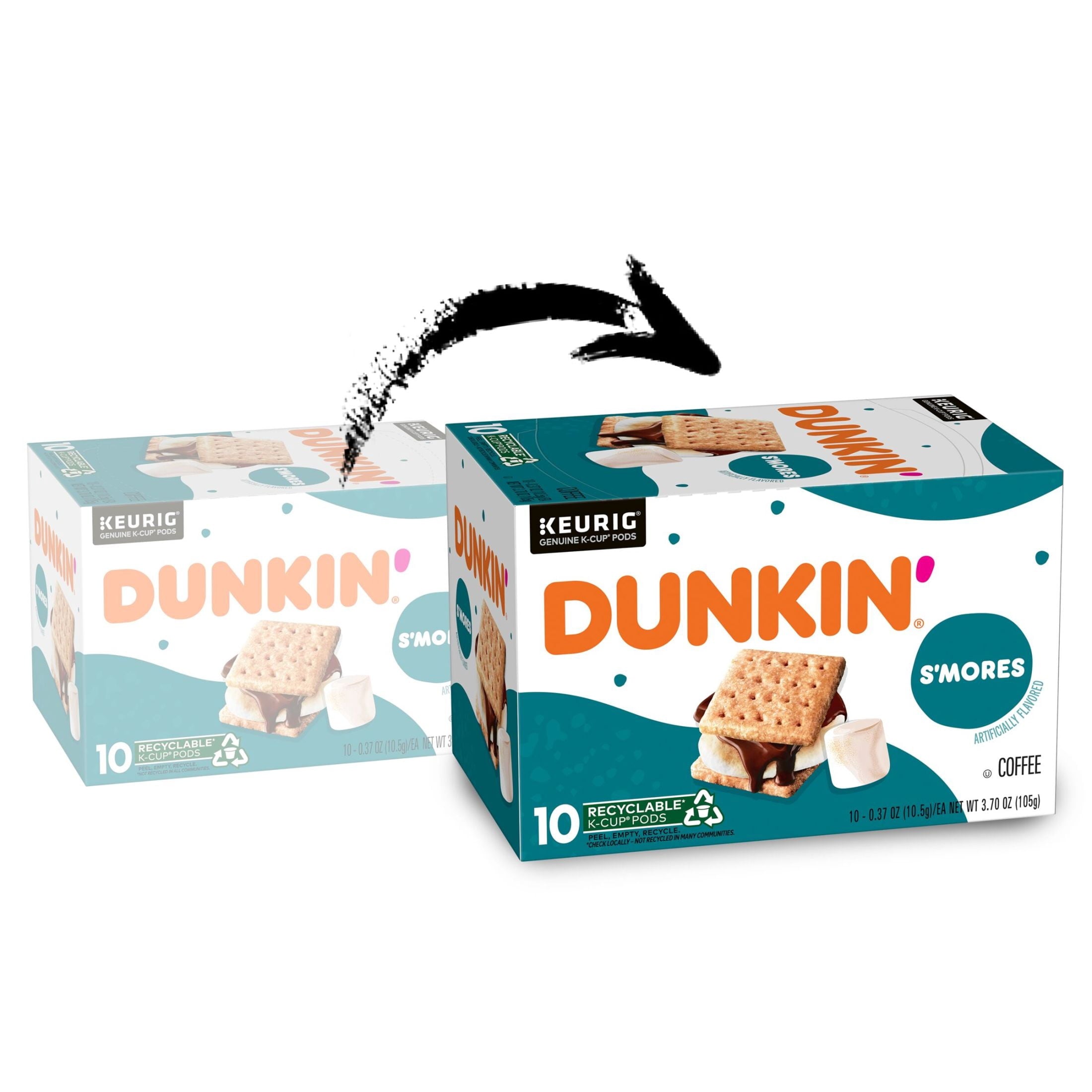 Dunkin’ S’mores Artificially Flavored Coffee - Medium Roast, Keurig K Cup Pods, 10 Count Box