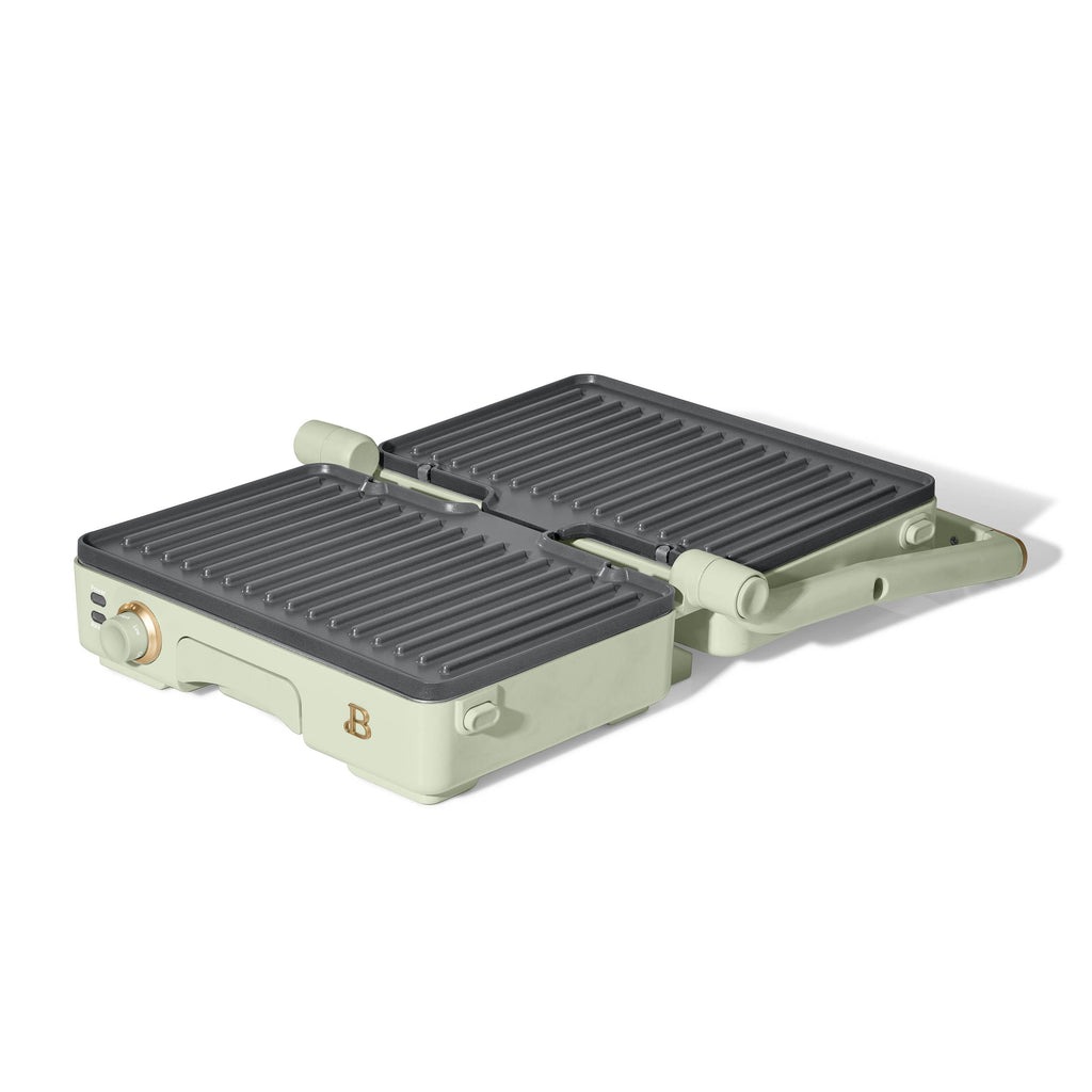 Beautiful 2-in-1 Panini Press & Grill with Detachable Plates - Sage Green by Drew Barrymore