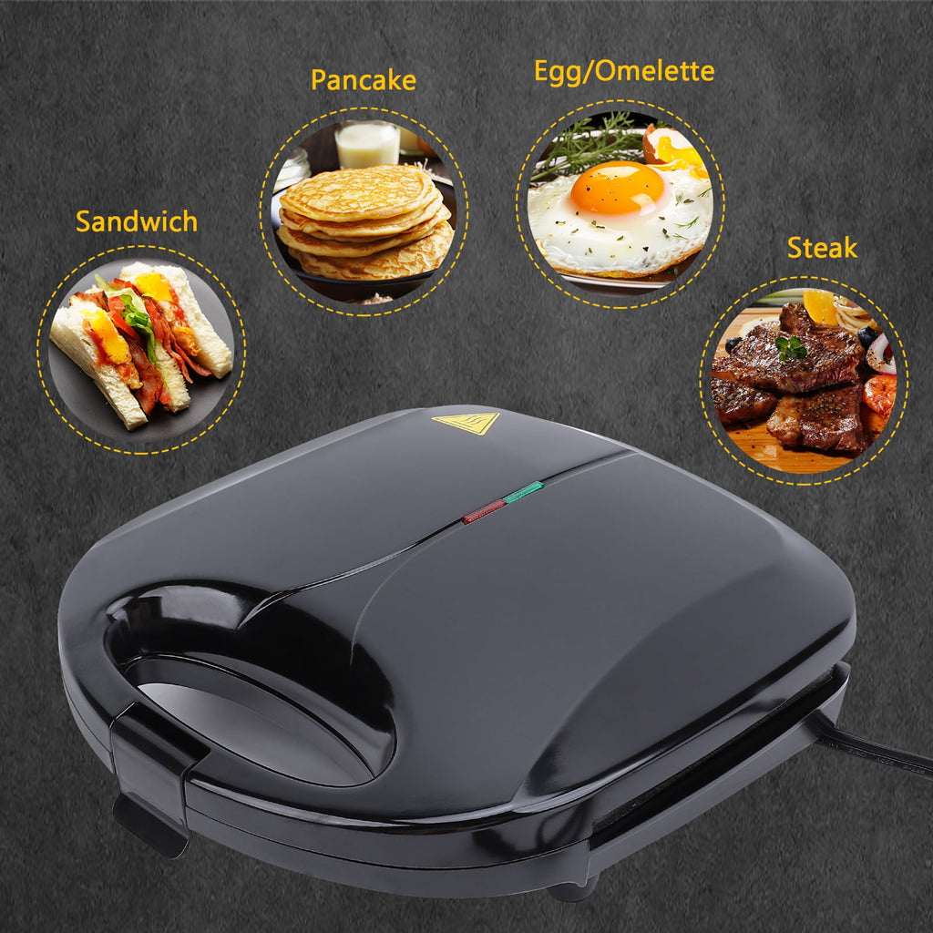 Panini Breakfast Machine Press Grill - 750W Non-Stick Sandwich Press Maker for Sandwich, Burgers, Steak