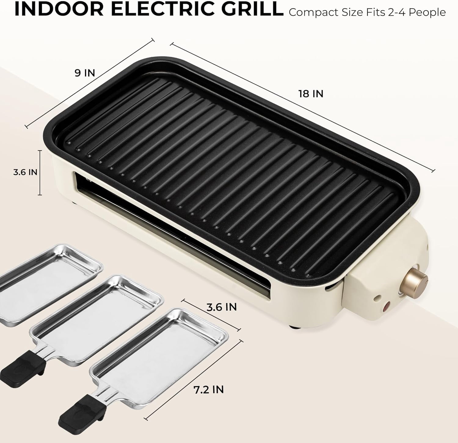 Electric Indoor Grill - 2 in 1 Indoor Grills for Kitchen with Grill Net & Non-Stick Cooking Removable Plate, Temperature Control, Dishwasher Safe, 1500W Smokeless barbecue