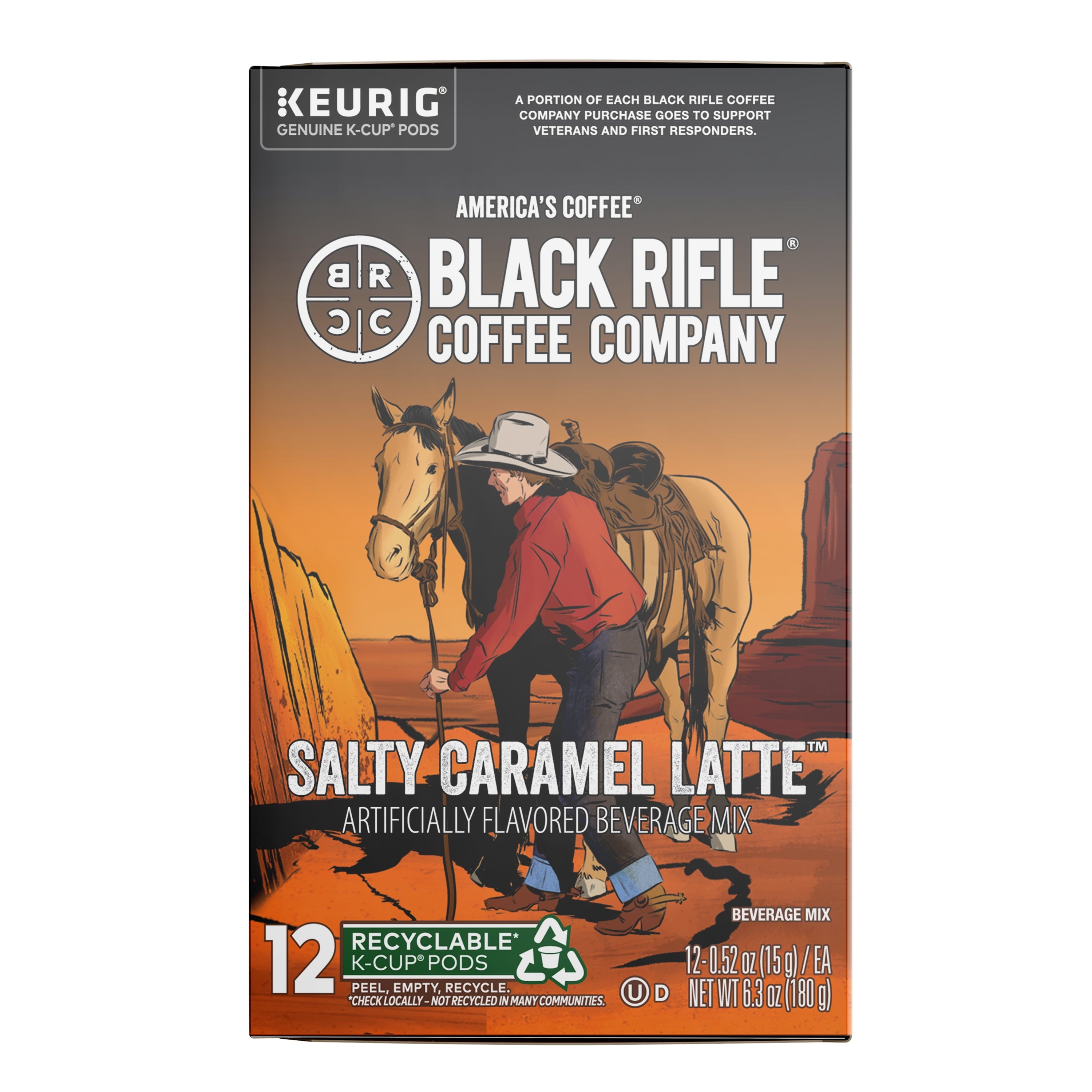 Black Rifle Coffee Company Salty Caramel Latte Keurig K-Cup Pods - Medium Roast, 12 Count - 6-Pack