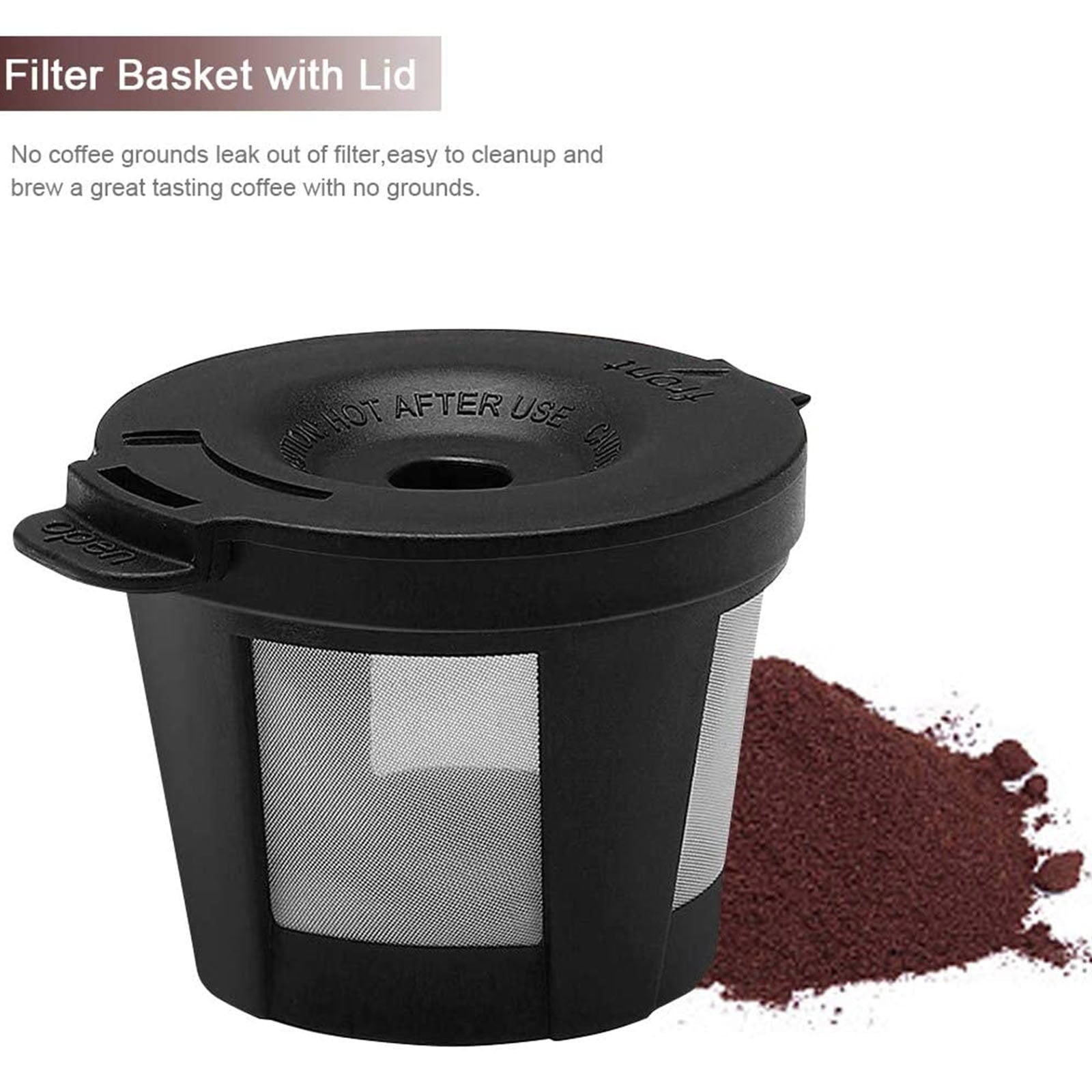 Coffee Maker - Single Serve Coffee Maker Machine 6 to 14 oz With Permanent Filter, Compatible with K Cup Pod & Ground Coffee, Mini Size Black