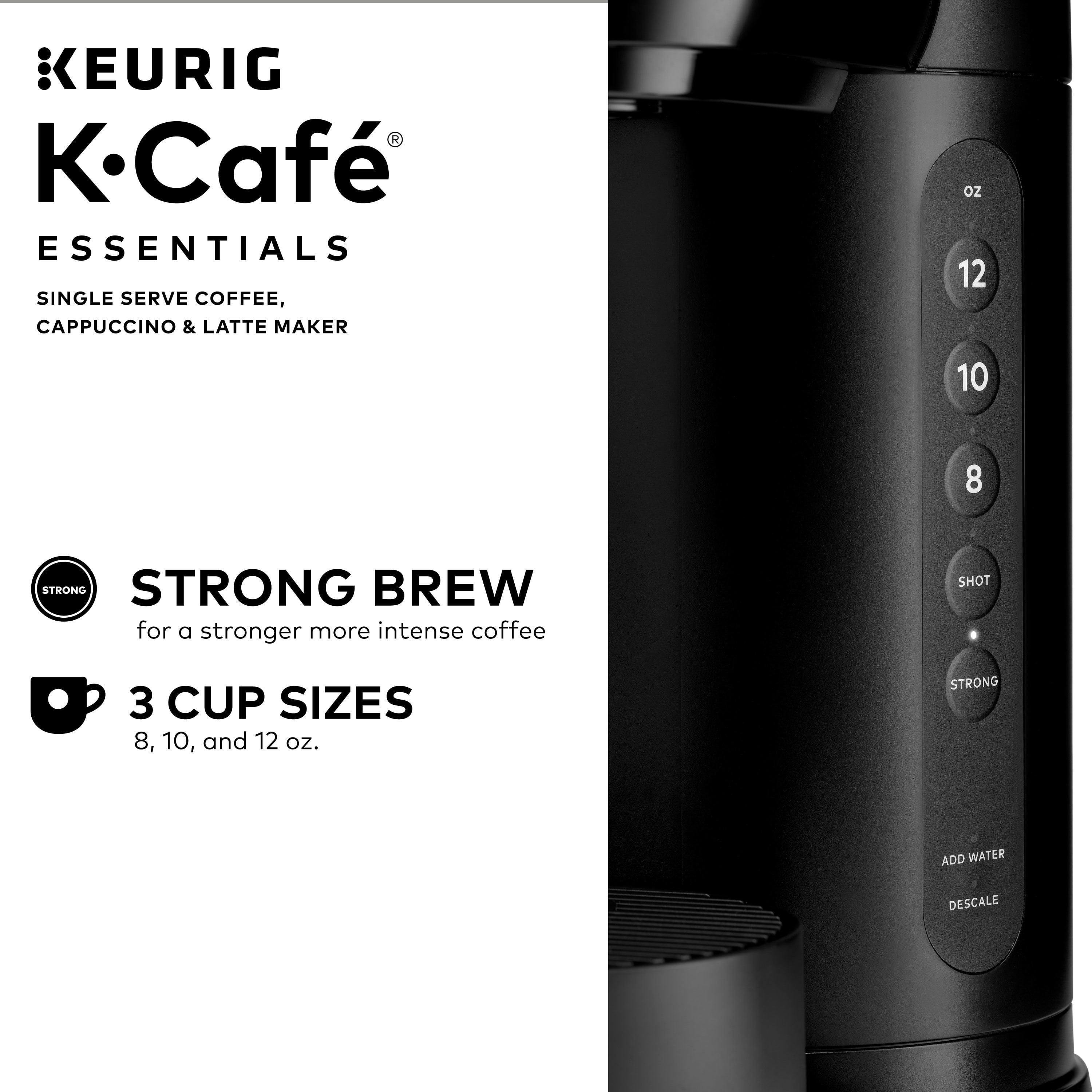 Keurig K-Cafe Essentials Single-Serve K-Cup Pod Coffee - Latte and Cappuccino Maker with Built-In Frother, Black