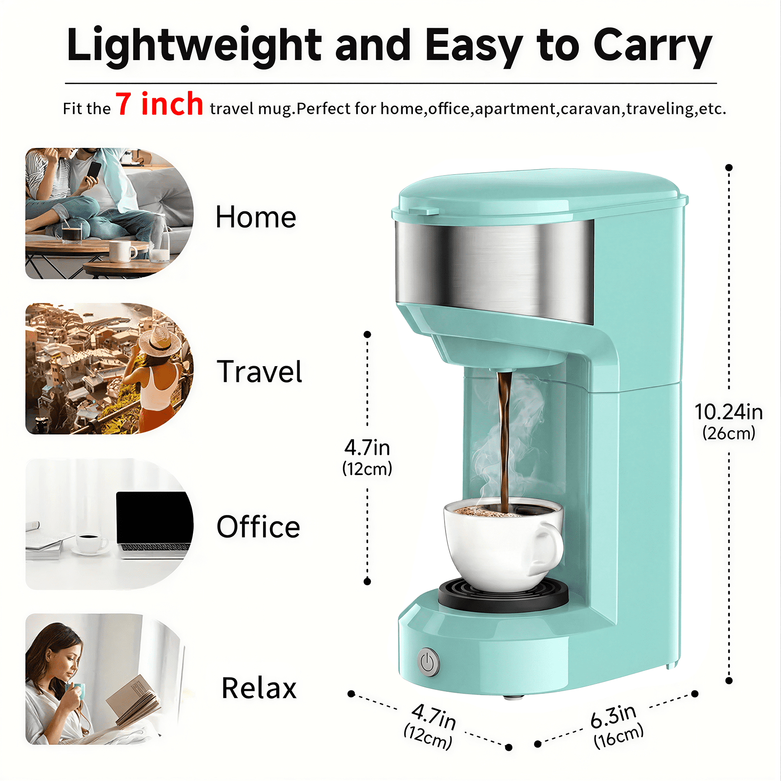 Single Serve Coffee Maker for K Pod - 2-in-1 Coffee Maker Single Serve & Ground Coffee Brewer, Quick Brew 6 to 14oz Brew size Carefree Auto Shut Off Small Coffee Machine for Apartment