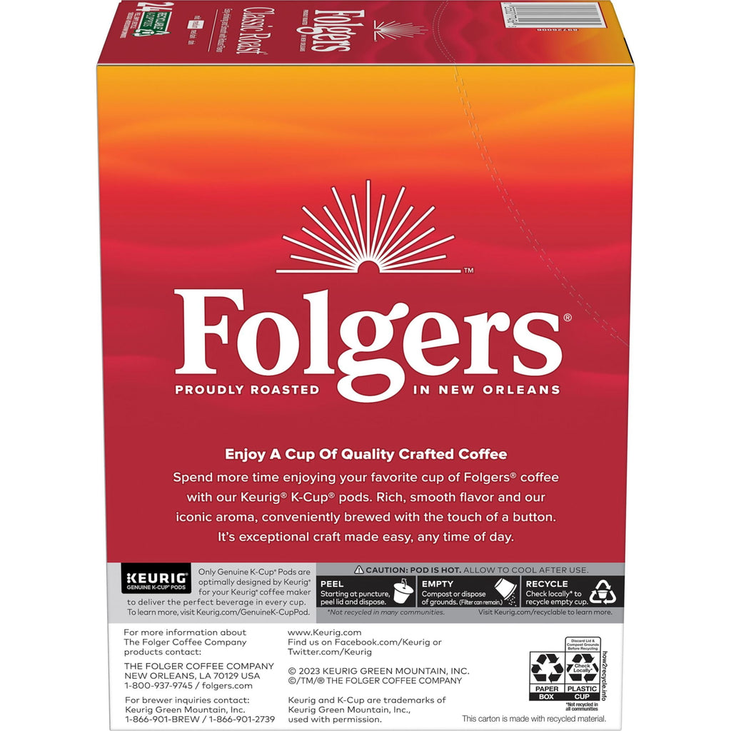 Folgers Classic Roast - Medium Roast Coffee, Keurig K Cup Pods, 24 Count Box - 4-Pack
