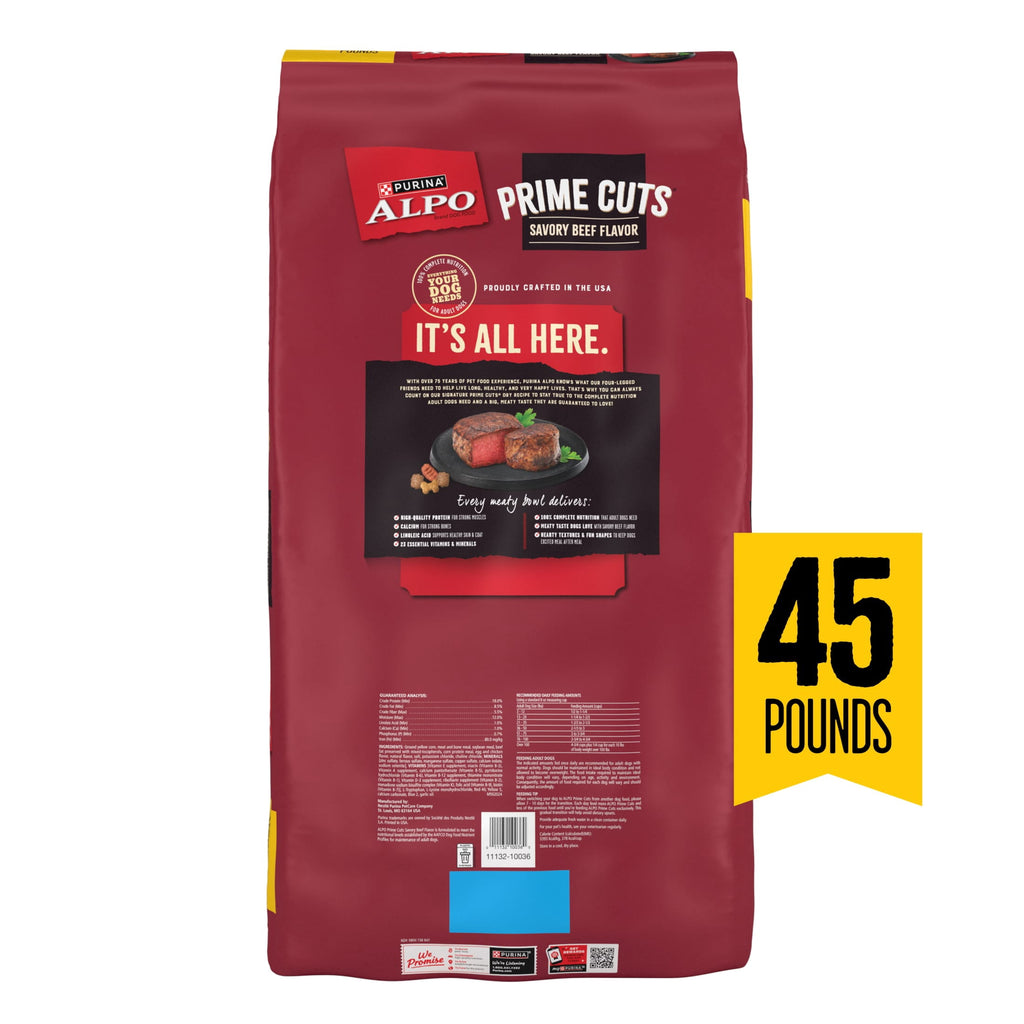 Purina ALPO Prime Cuts Savory Beef Flavor Dry Dog Food - 45 lb Bag