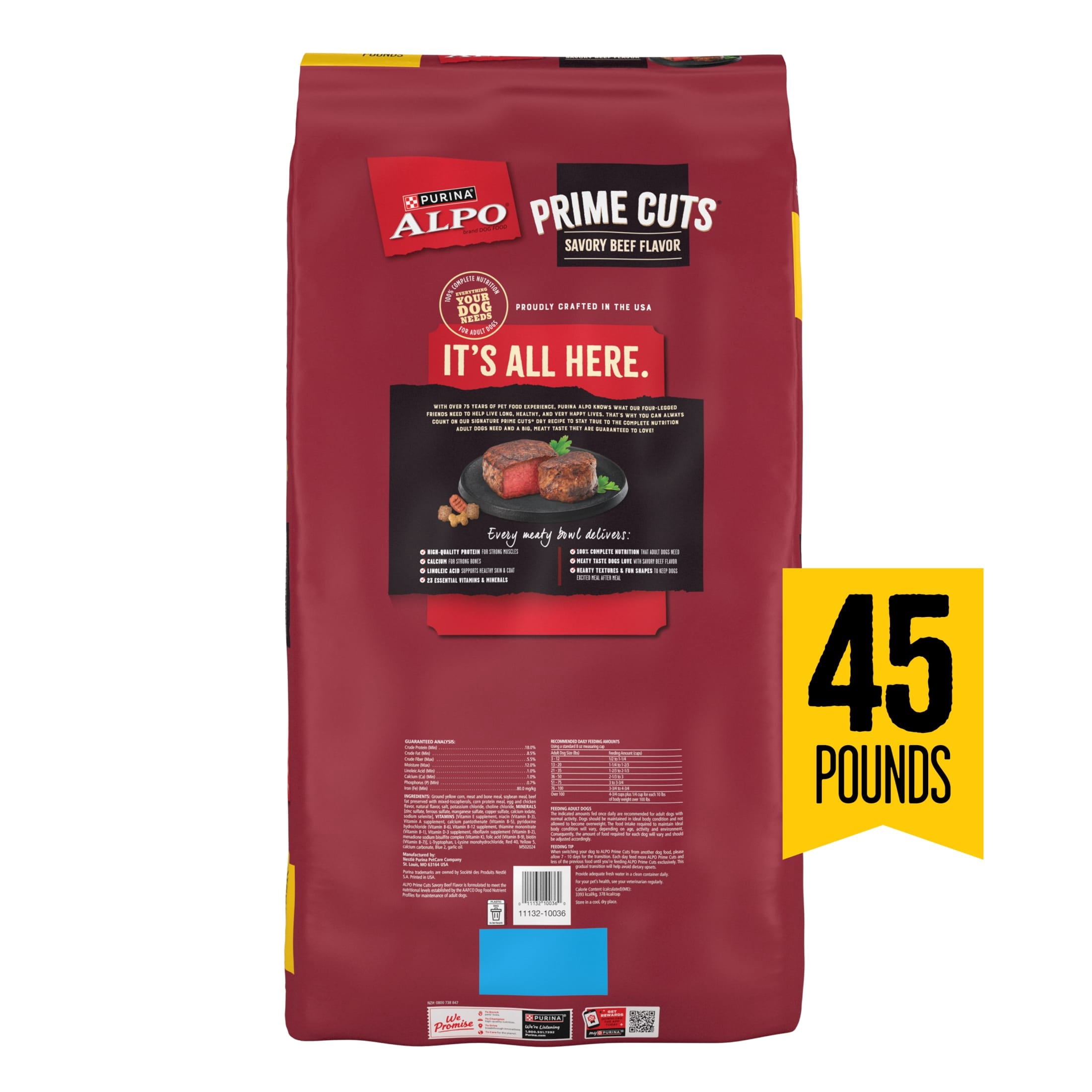 Purina ALPO Prime Cuts Savory Beef Flavor Dry Dog Food - 45 lb Bag